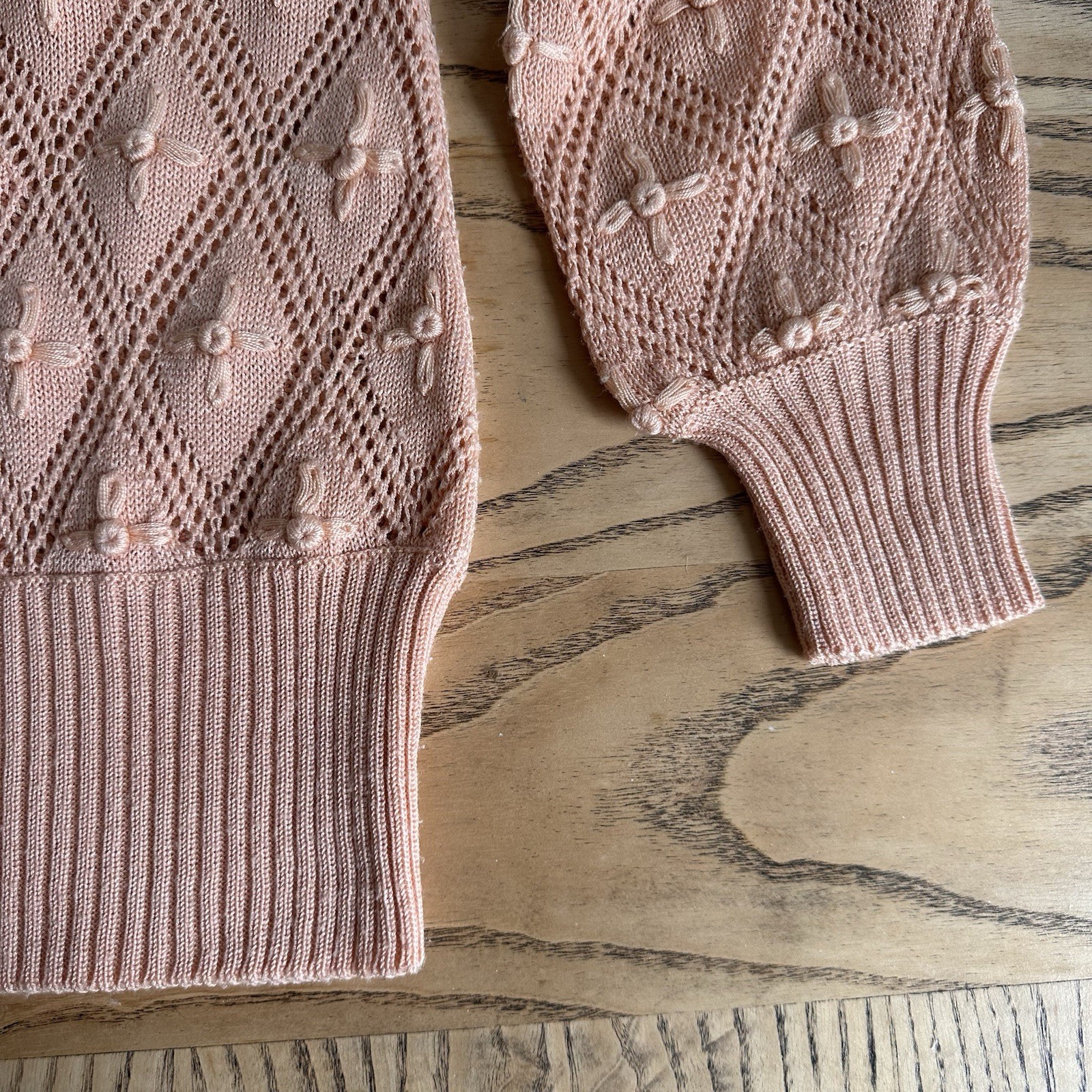 Vintage Cottagecore Knit Sweater TAMI Sportswear Sz S/M EUC Peach Pink