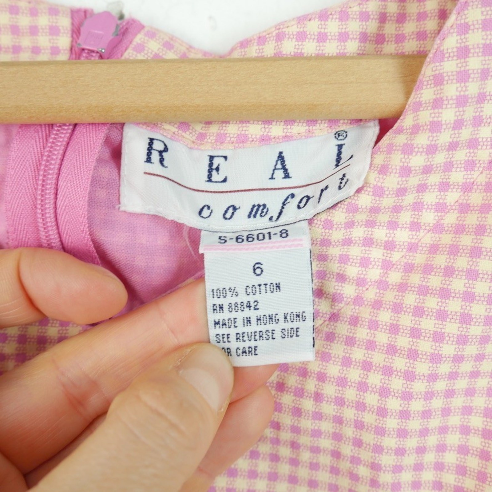 Vintage Gingham Sheath Dress Pink Preppy Cotton Spring 90s Size 6 Country Club