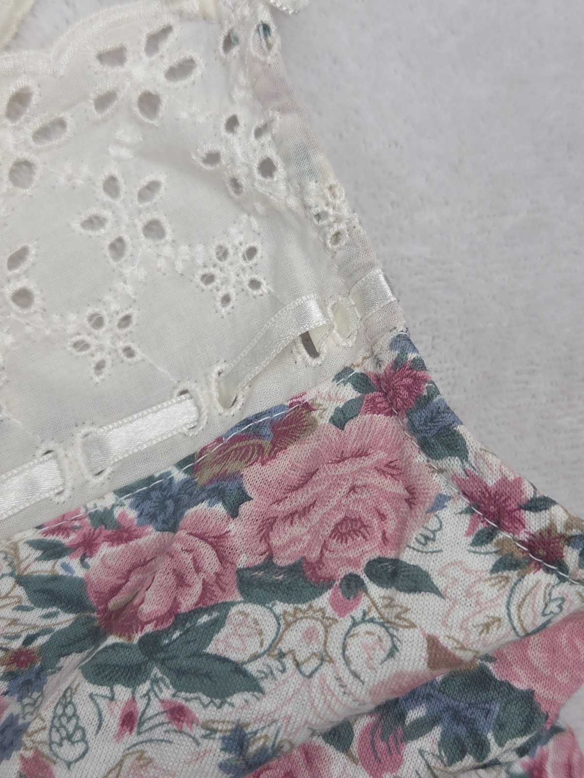 Vtg 90s Cottage Rose Romantic Eyelet Lace Victoria Secret Babydoll Nightgown M