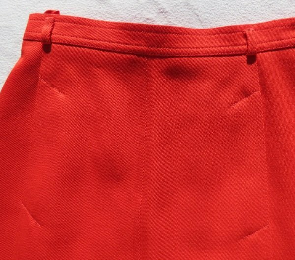 Vintage BOGNER Women’s Bright Red Wool A Line Midi Skirt sz 38 4 6 Pockets as is