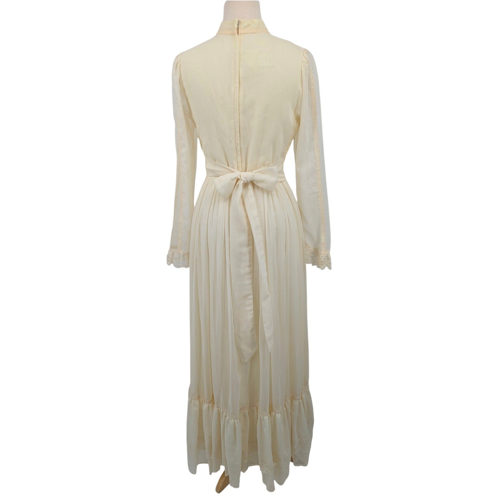 Vintage Gunne Sax by Jessica Ivory Lace Prairie Maxi Dress Romantic Boho Sz 13