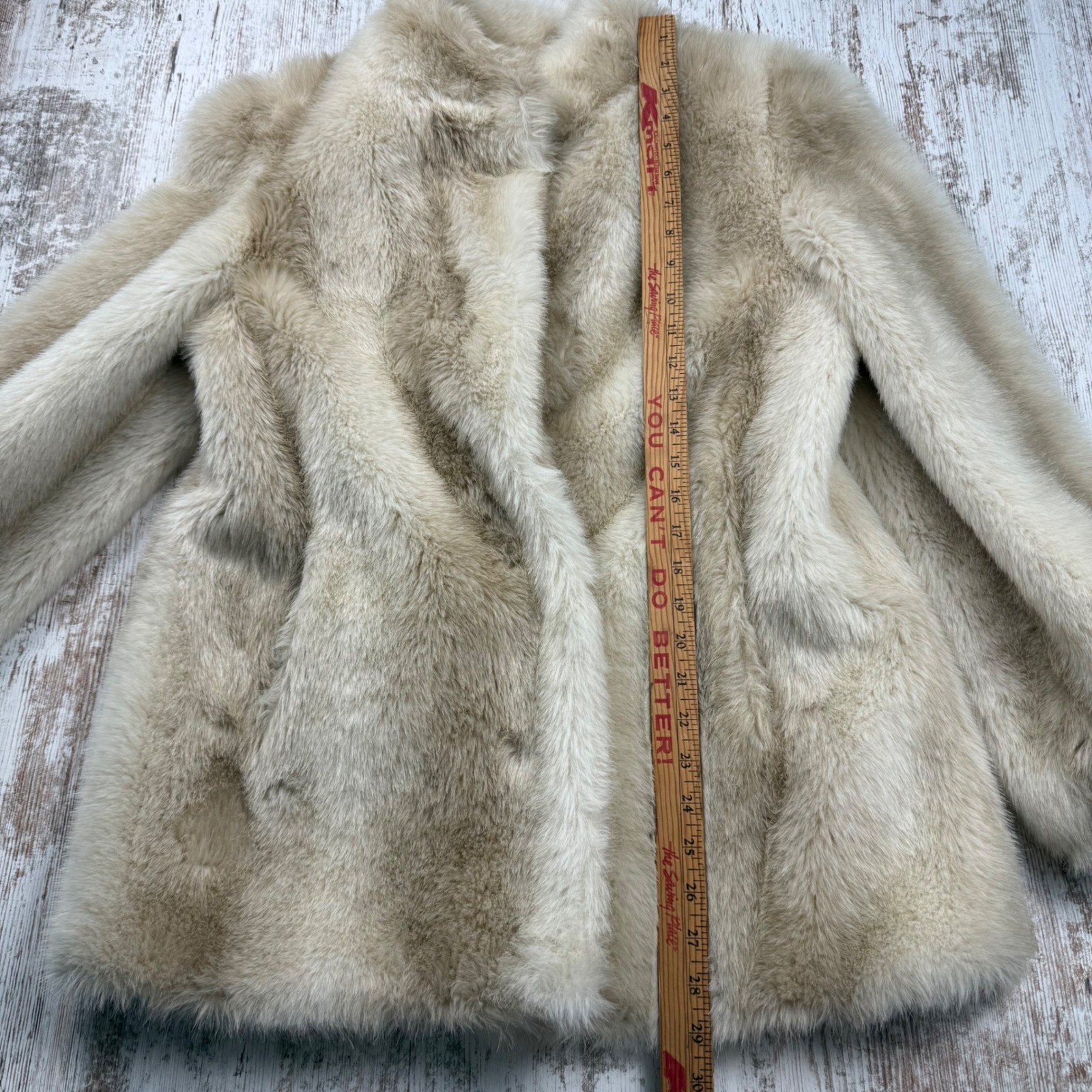 VTG Hillmoor New York Faux Fur Coat Cream Union Made in USA Mid Length Coat USA