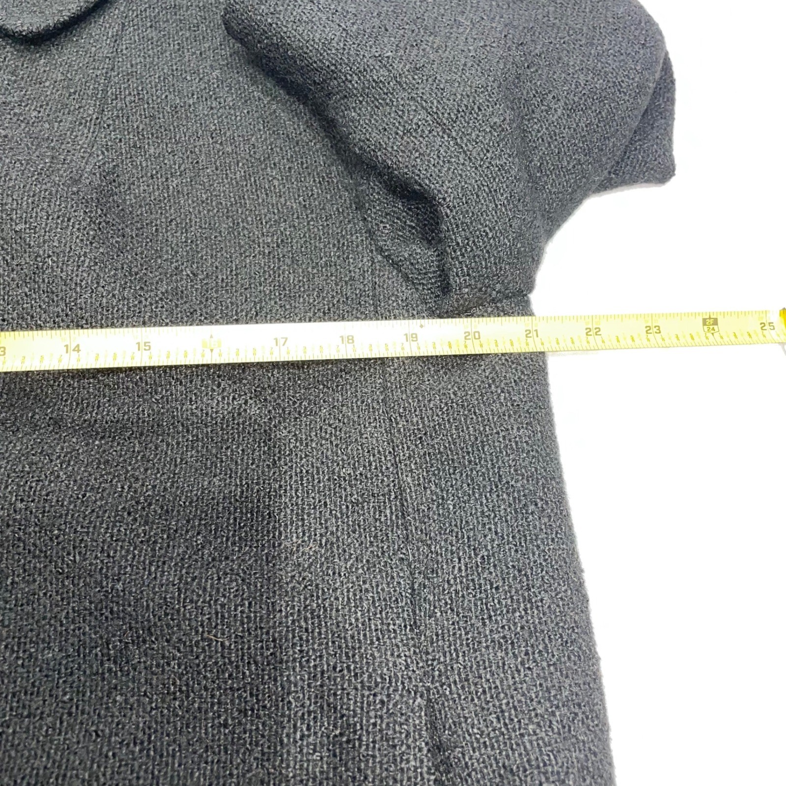Vintage Bonwit Teller Black Bouclé Swing Coat Cropped Sleeve Wool Jacket