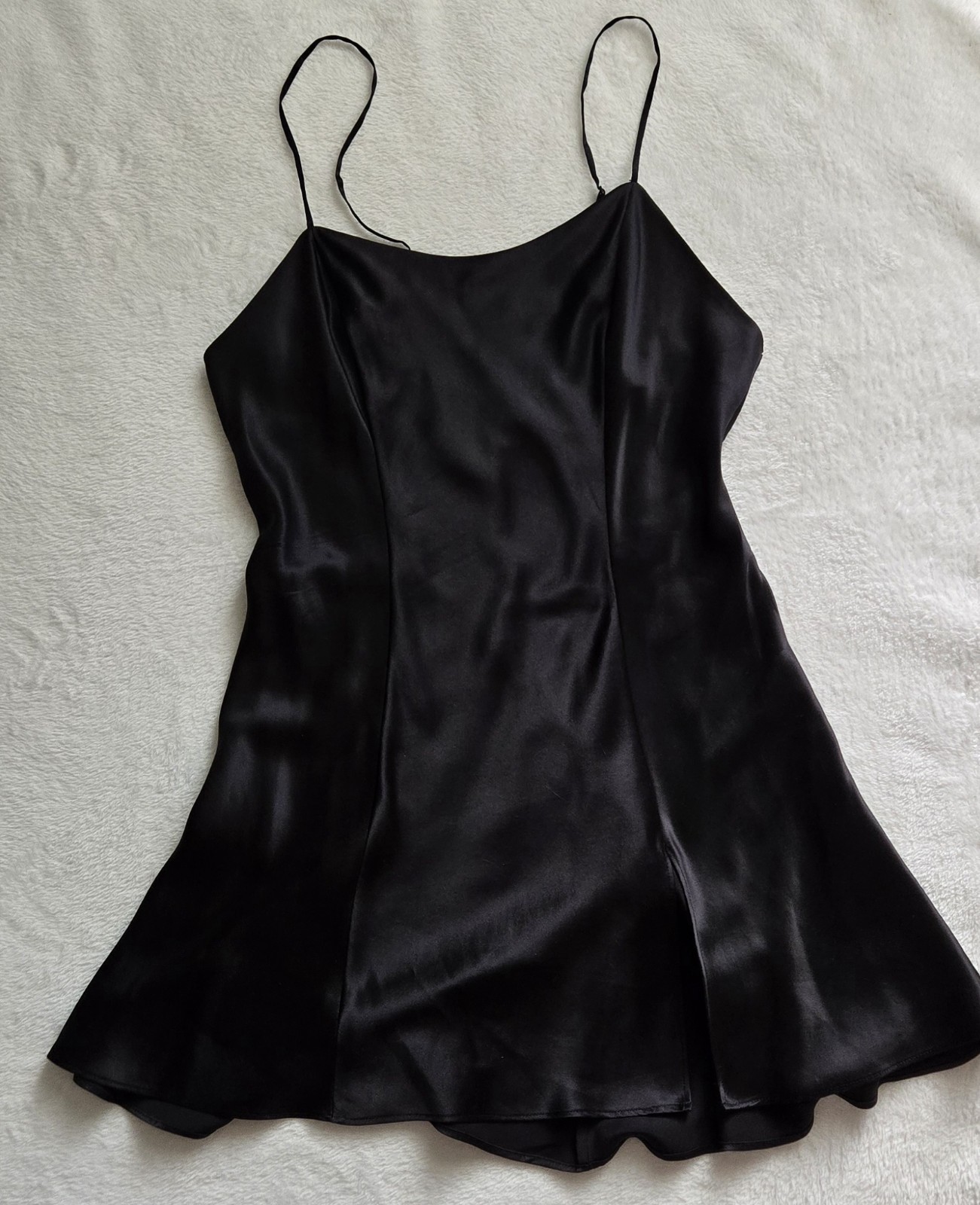 Victorias Secret 100% Silk Black Front Slit Scoop Neck Camisole S