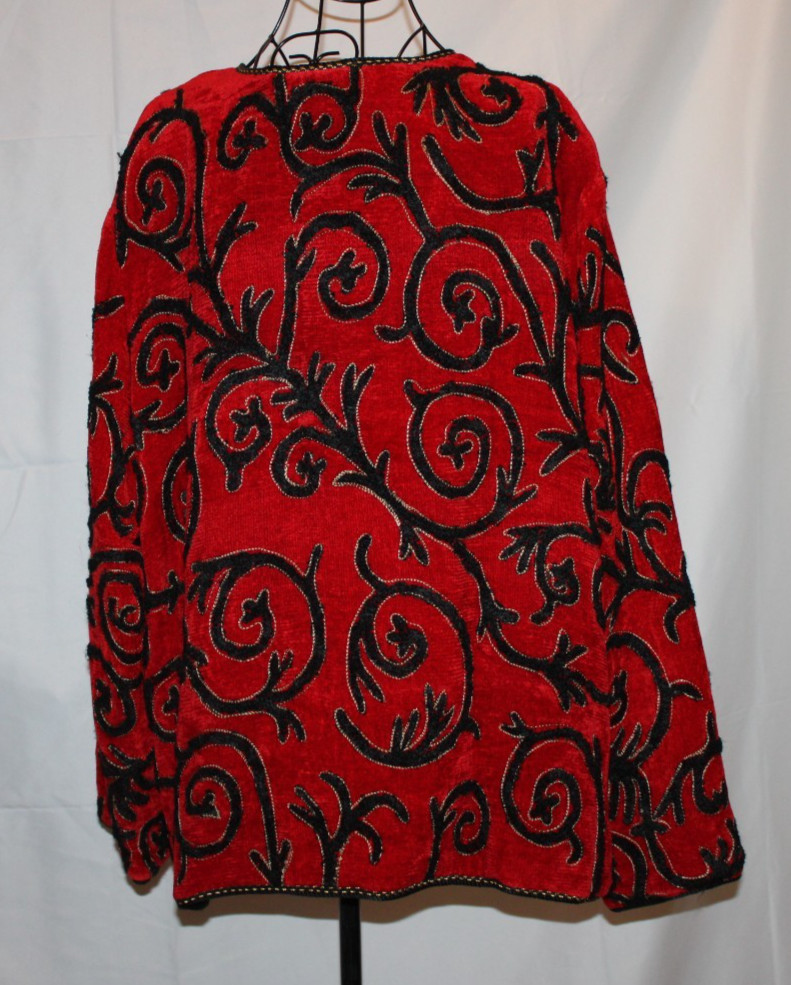 Vintage Maggie Barnes Embroidered Art-to-Wear Jacket Romantic Goth Baroque Style