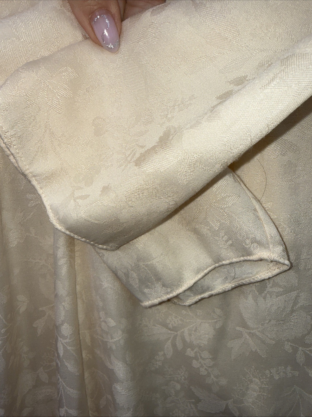VTG 80s Lacy After Noon Shell Kepler Ivory Brocade Dress CottageCore Sz 8 V Good