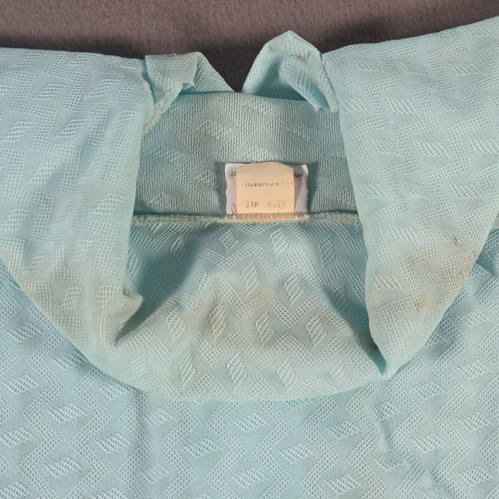 Vintage Aldens Fashions Top Womens Medium Blue Romper Pleated Long Sleeve