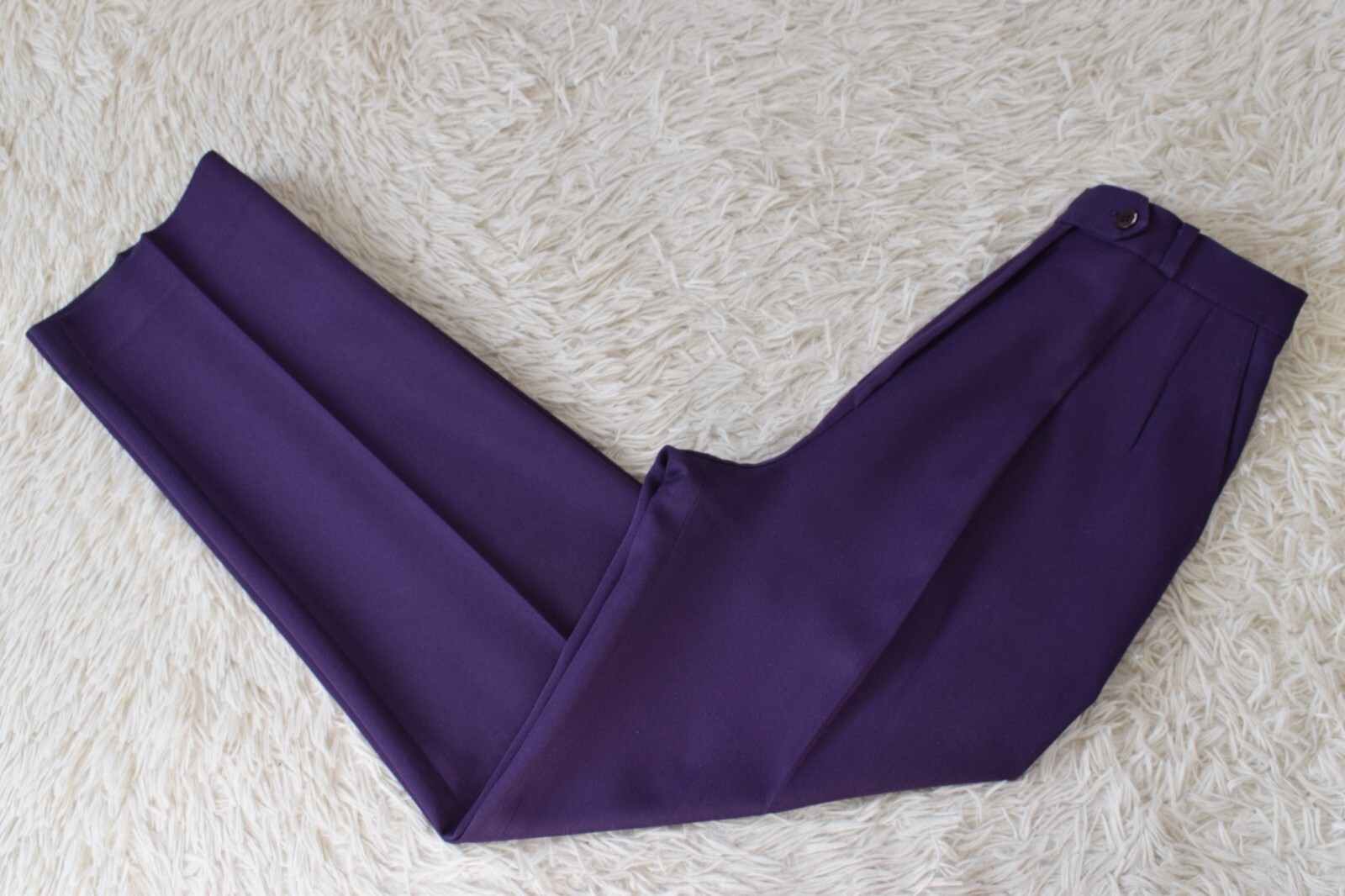Vintage 70s Eggplant Polyester Pleated Trousers | 30 waist