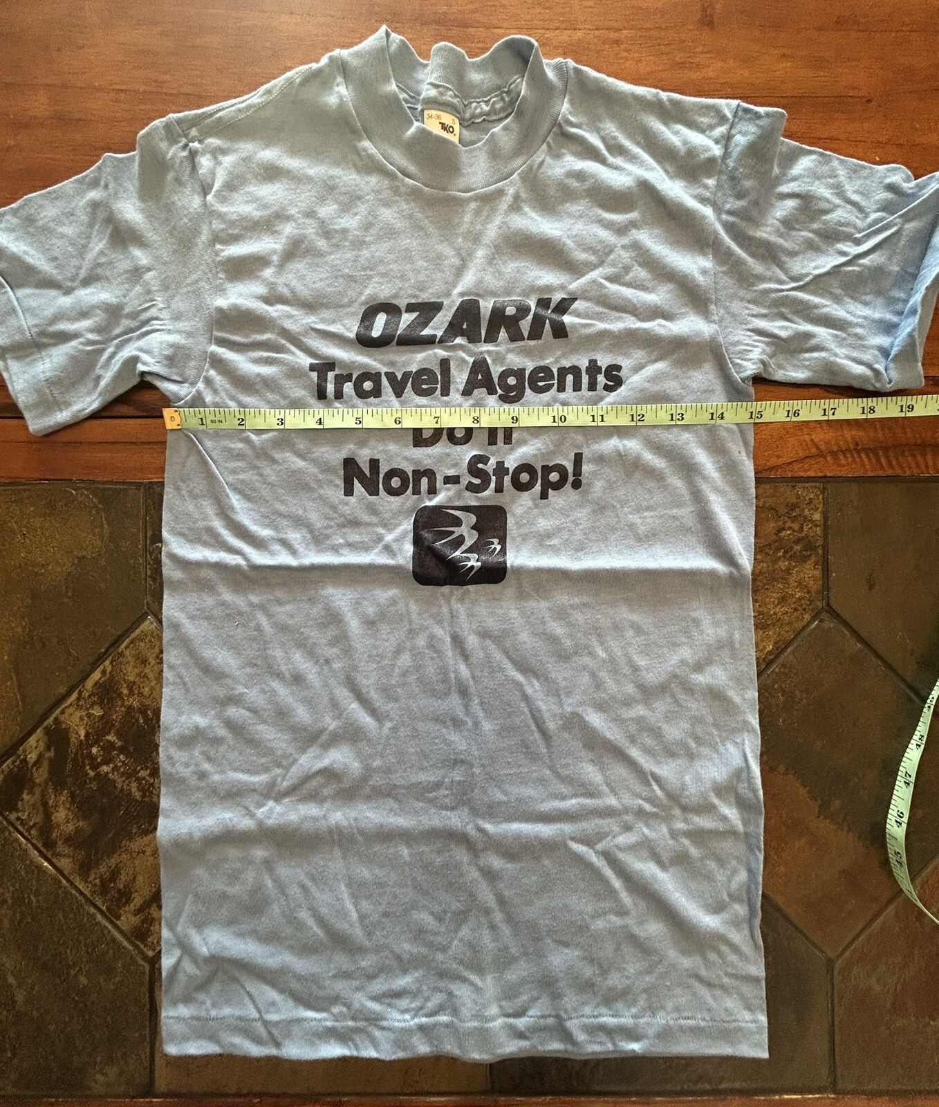 VTG 80s OZARK AIRLINES ‘Travel Agents Do It Non Stop’ Single Stitch T Shirt Sz S