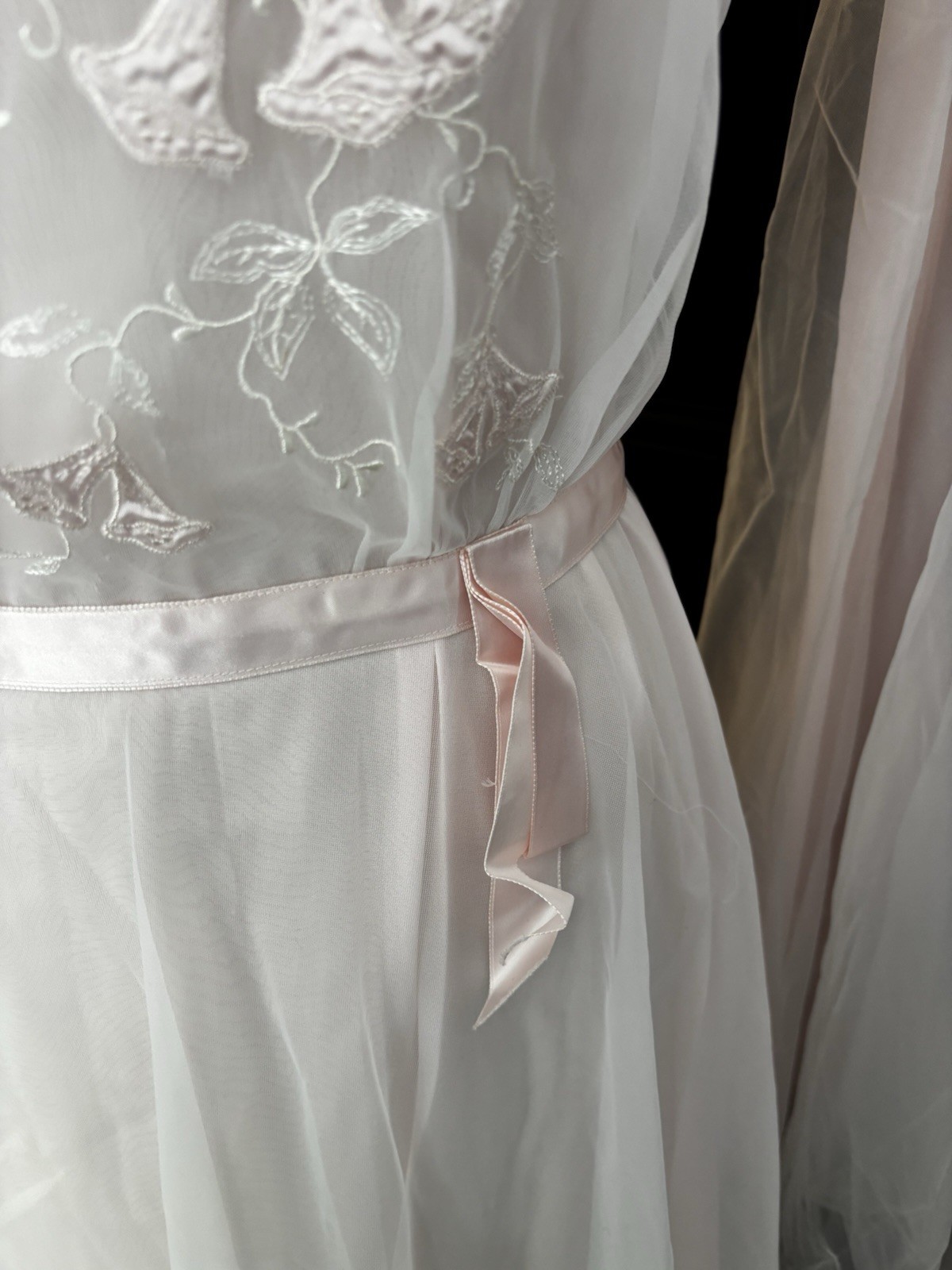 LAROS VTG WEDDING BELL PINK NIGHTGOWN, ROBE PEIGNOIR NEGLIGENCE Size S
