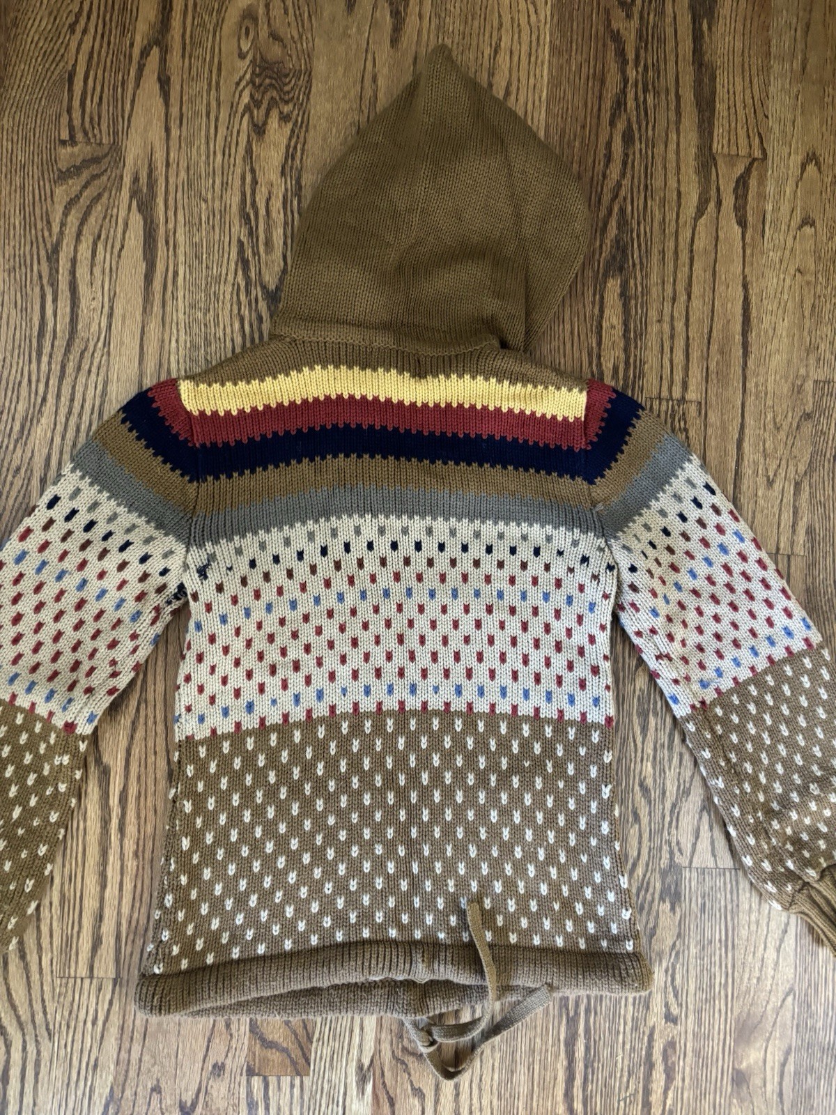 Vintage 1970’s CHEGO Acrylic Hooded Pullover Sweater Nordic Design M Neutrals