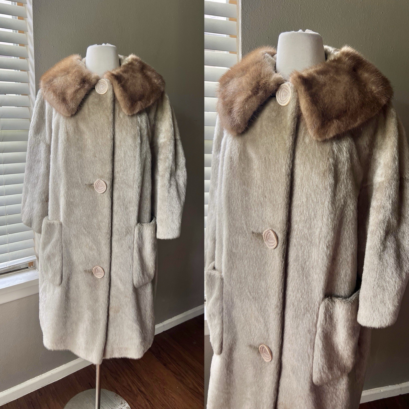 Vintage 60s Brazotta Sportowne Coat Small Womens Blonde Faux Fur Swing Lined