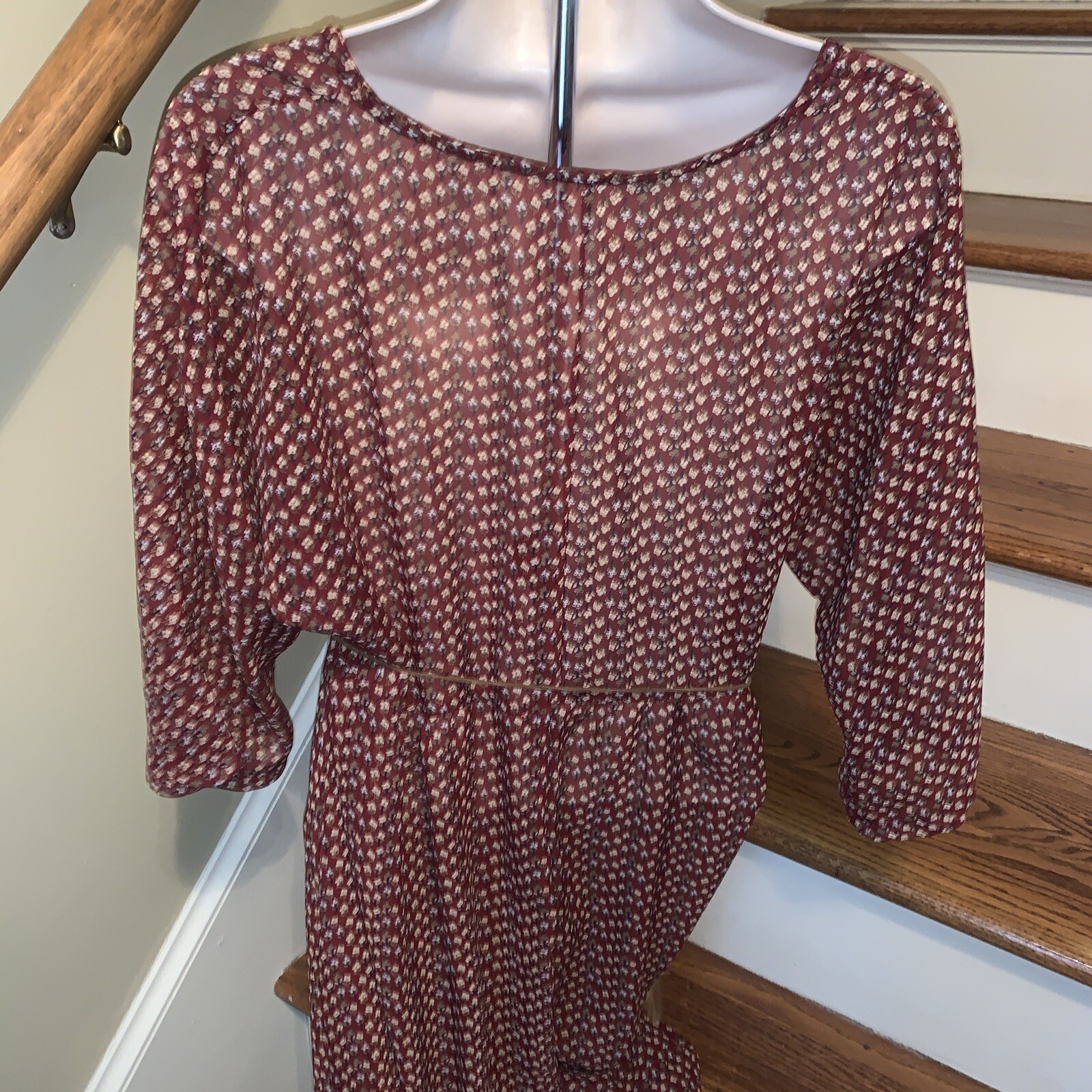 Vintage Gunne Sax Maxi Calico Feather Dress Cottage Core Prairie Boho M ❤️tb68