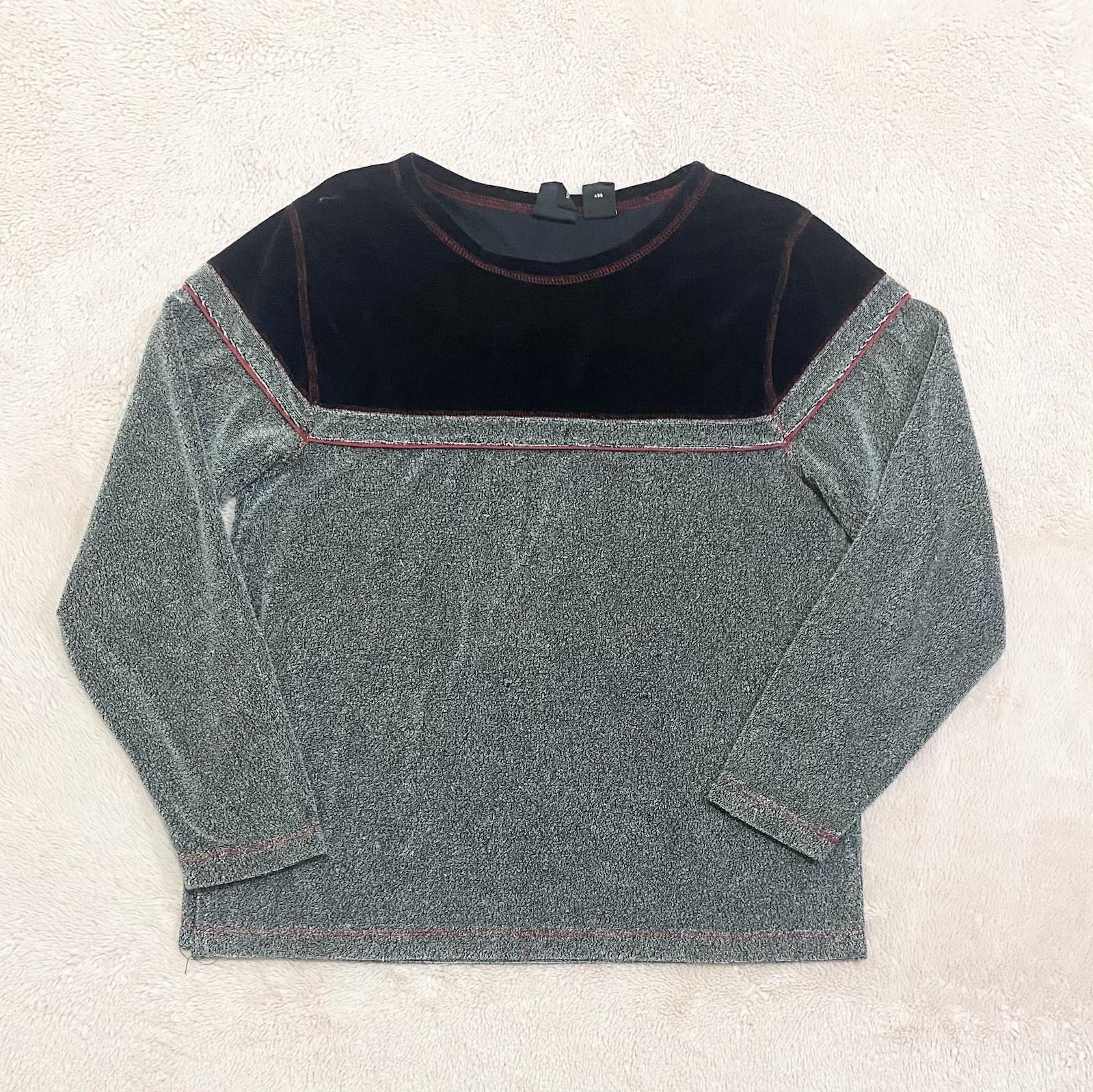 Vintage 90s Velvet Unique Textured Long Sleeve Unisex Small Grunge Skater Y2K