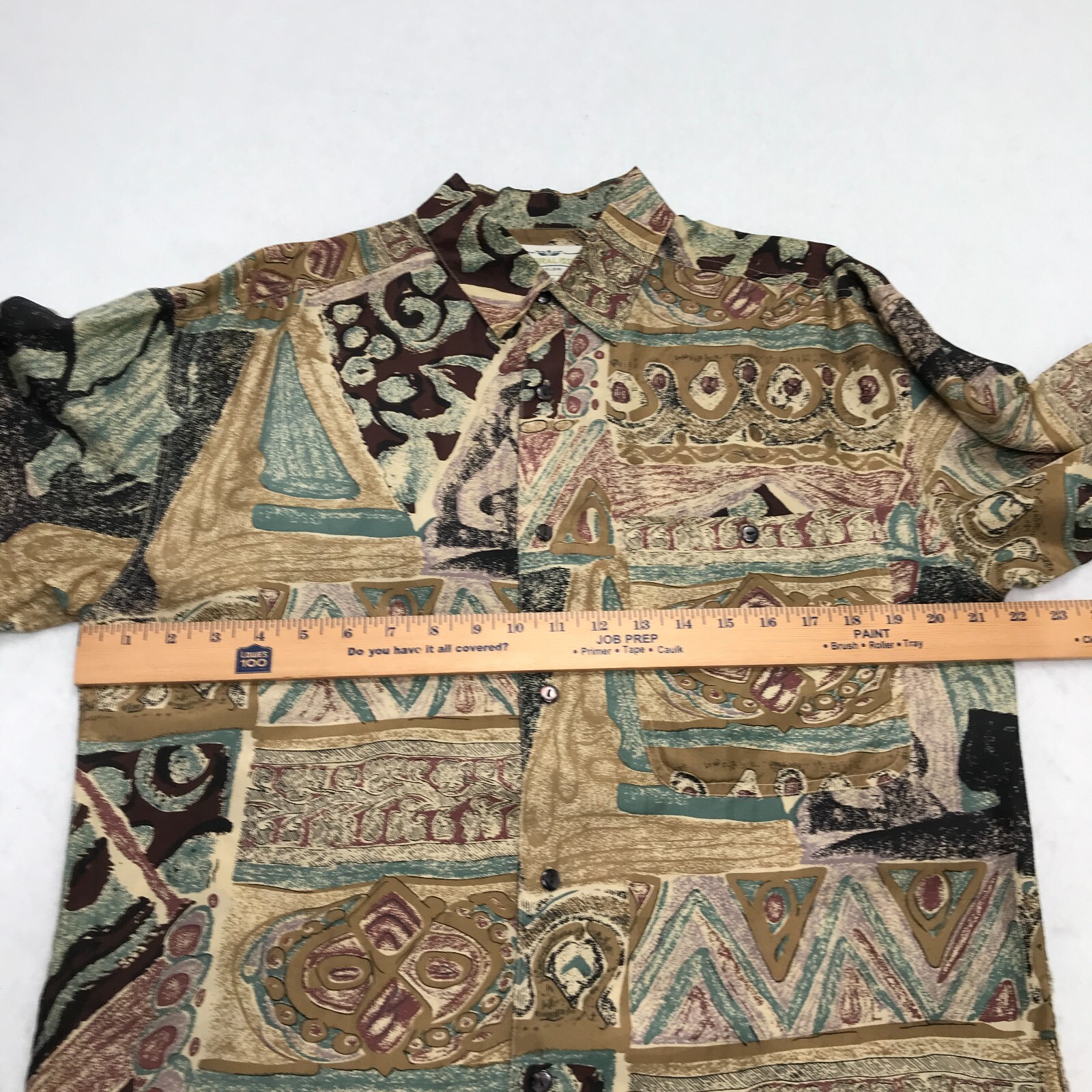 Vintage Top Womens Small Silk Blouse Abstract Preppy Grandma 80s 90s