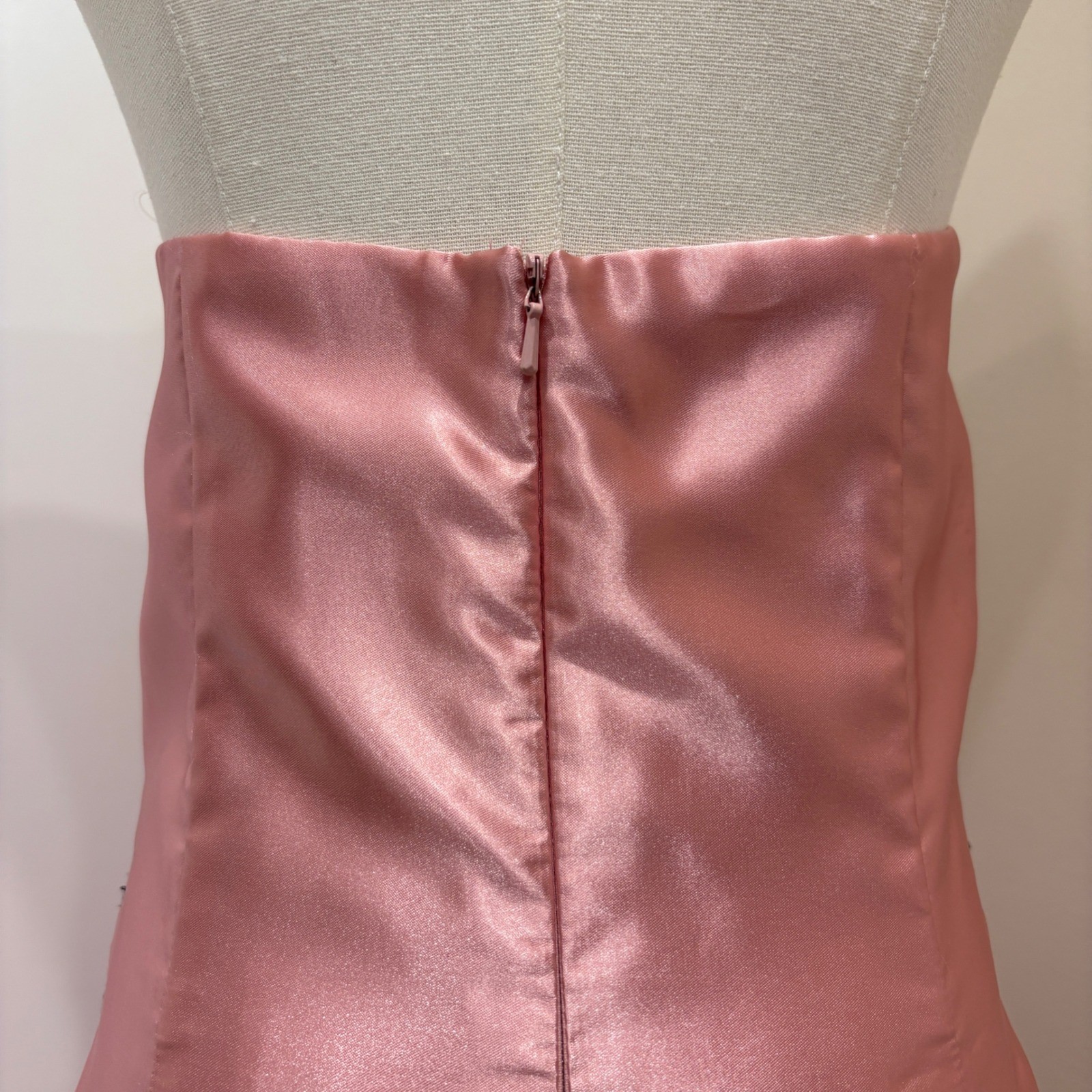 VTG Y2K Jessica McClintock Gunne Sax Pink Satin Strapless Ball Gown Prom Bride 6