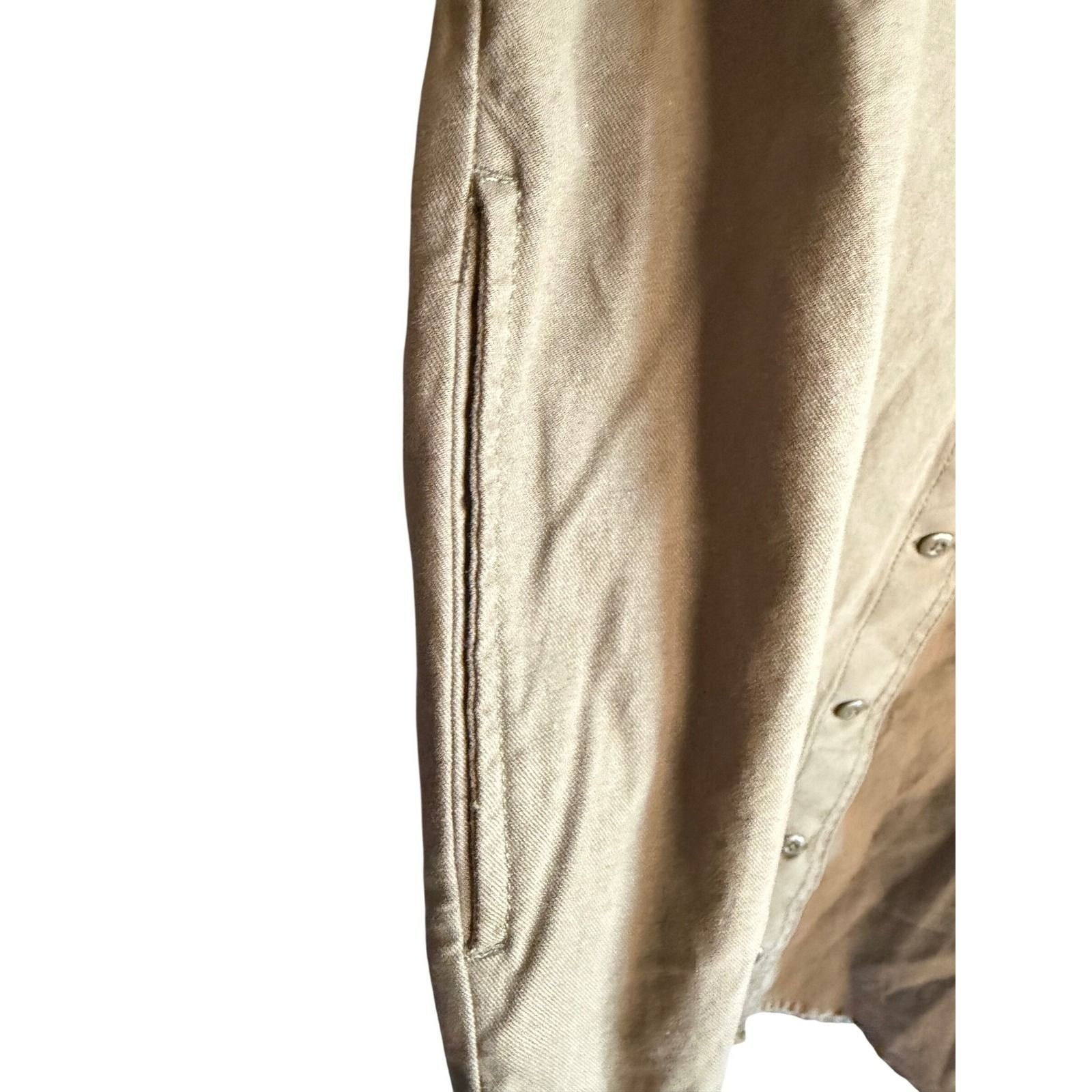 Vans Broadway Olive Green Cotton Twill Button Up Utility Shirt Dress Size L