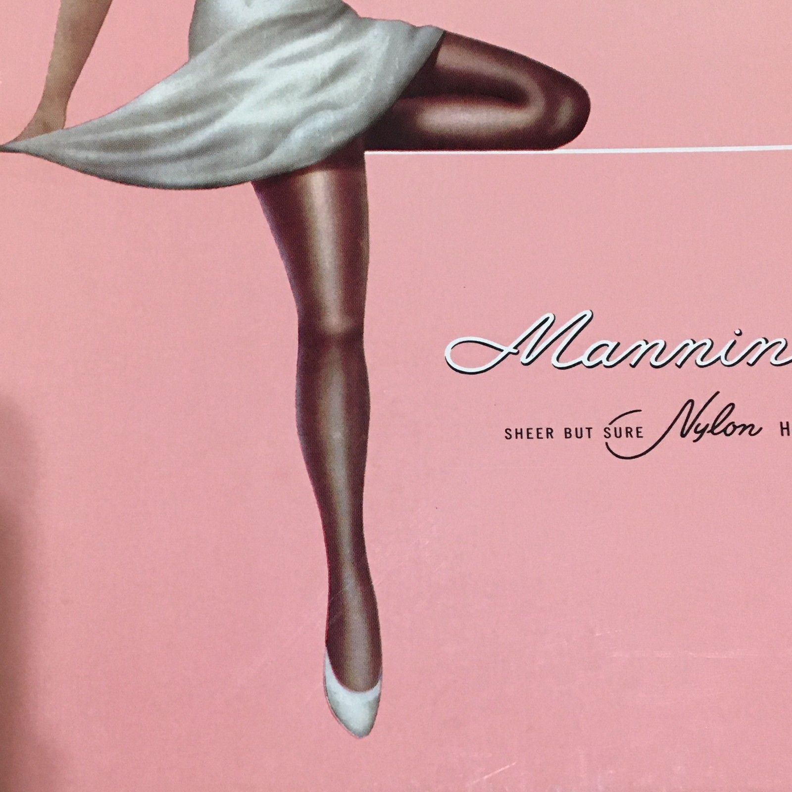 Vintage c1950s Mannings brand Sheer Nylon Hosiery Cardboard Empty Stocking Box