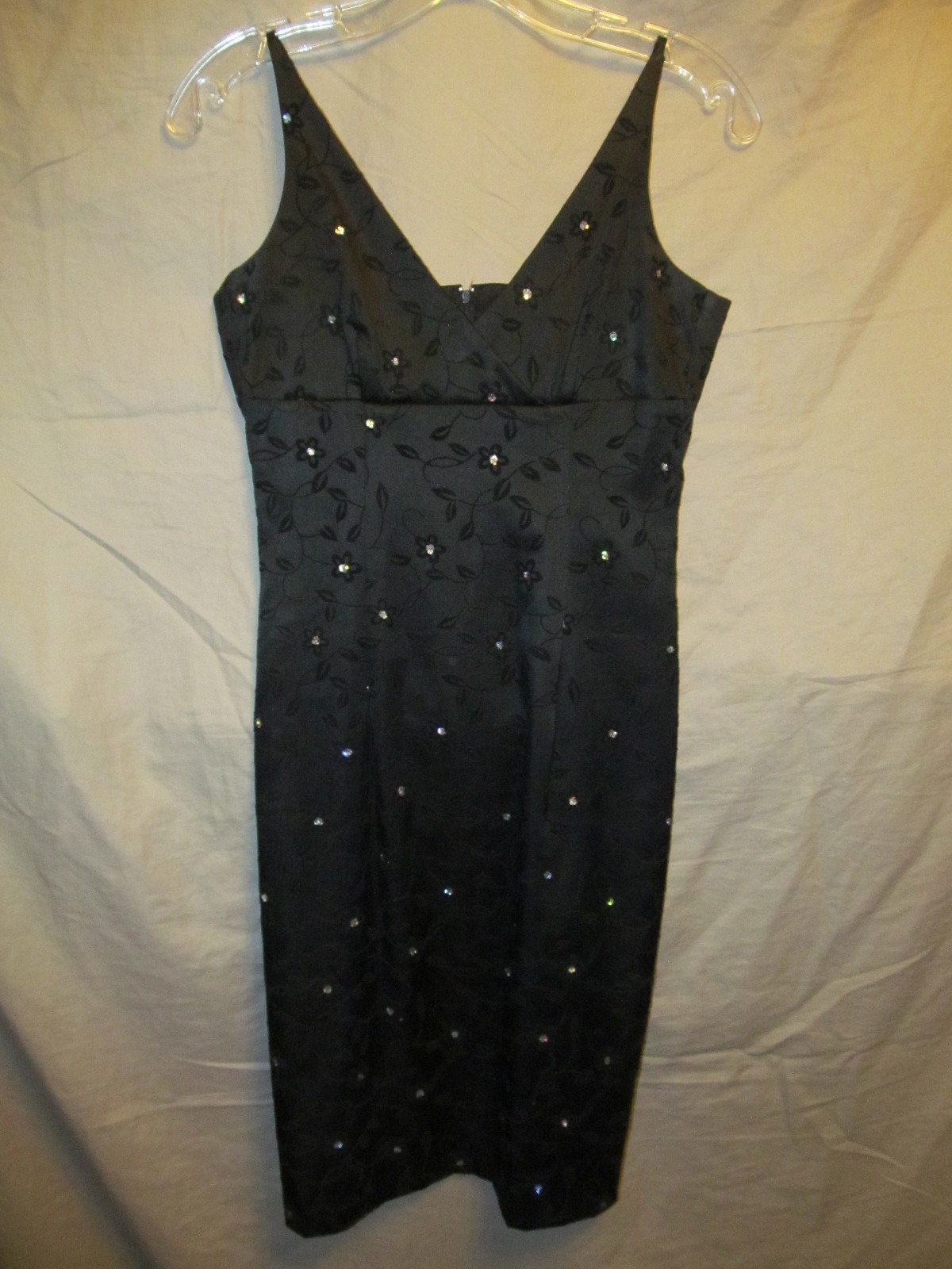 Black Satiny dress velvet Floral Glitter accents Juniors 5 6 JODI KRISTOPHER