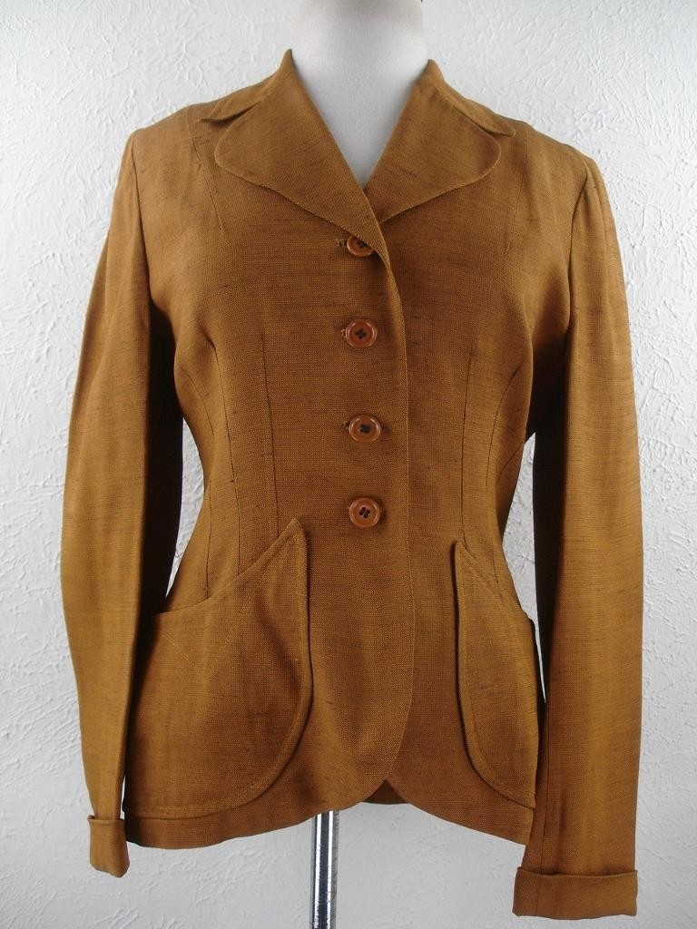 Women’s M Vtg 1940’s Weathervane Handmacher Rayon Suit Jacket Blazer Sport Coat