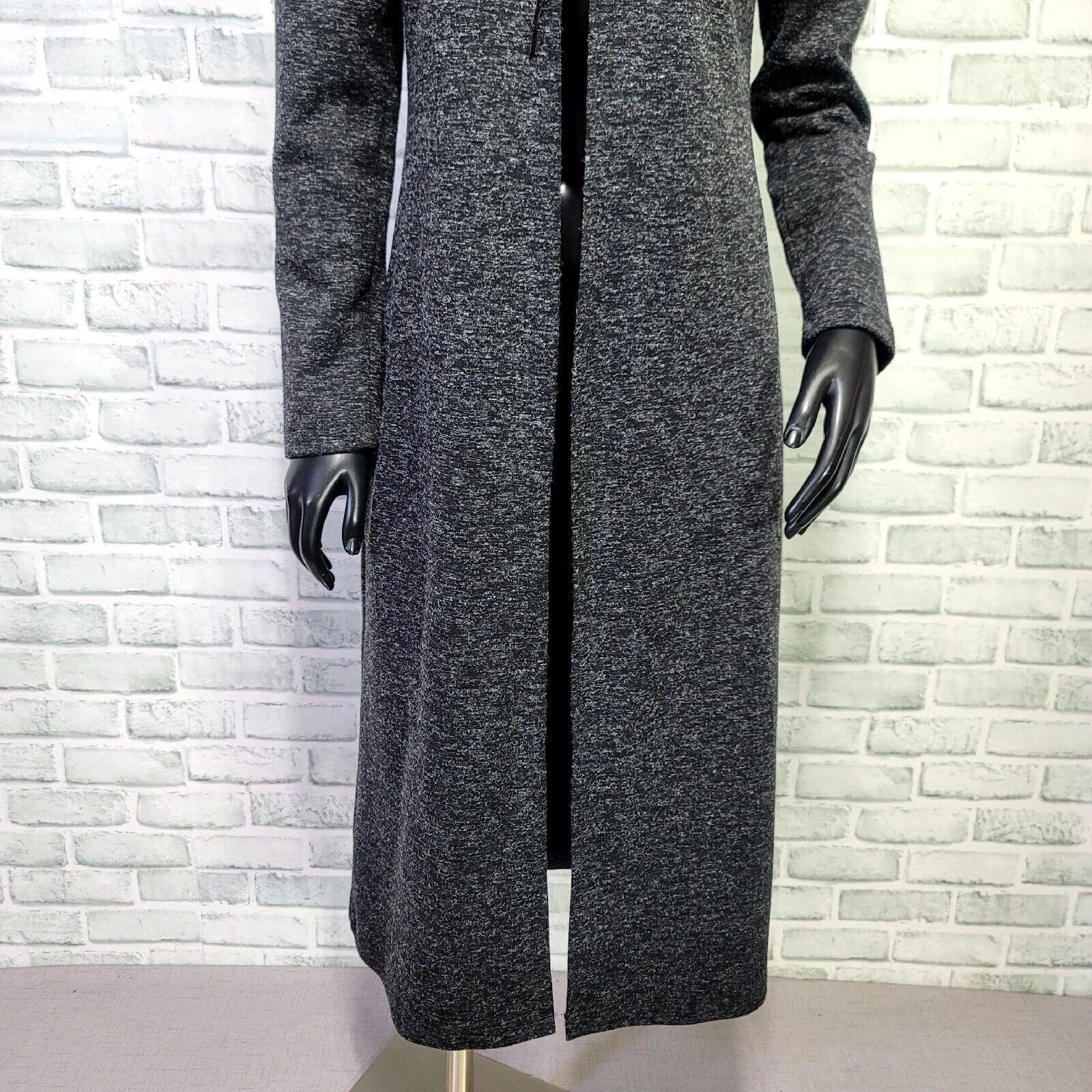 Vintage 90s Eye Candy Long Duster Cardigan M Dark Gray Knit Tie Front Sweater