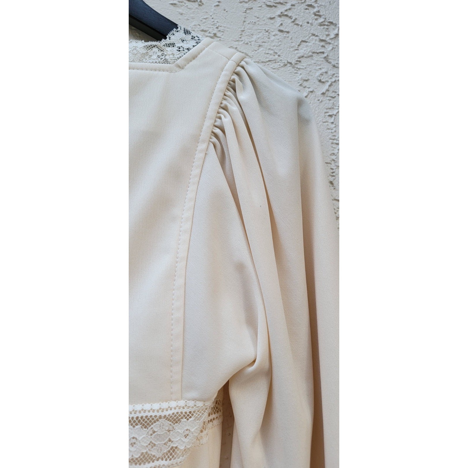 Act I New York Maxi Dress Women S Cream Vintage 70s Lace Bell Sleeve Prairie
