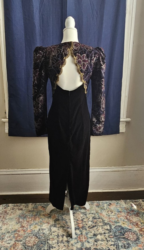 Scott McClintock Vtg 90s Velvet Burnout Floral Evening Gown Dress M 8 Whimsigoth