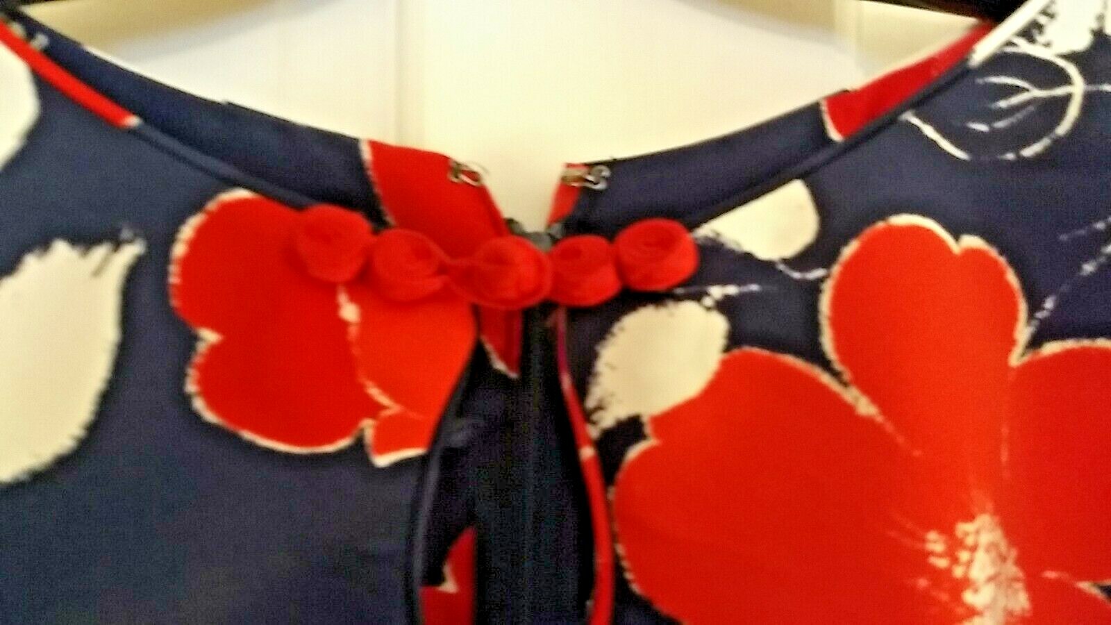 Vintage McInerny Hawaii Blue Red White floral Full Length Women’s Dress 10/12