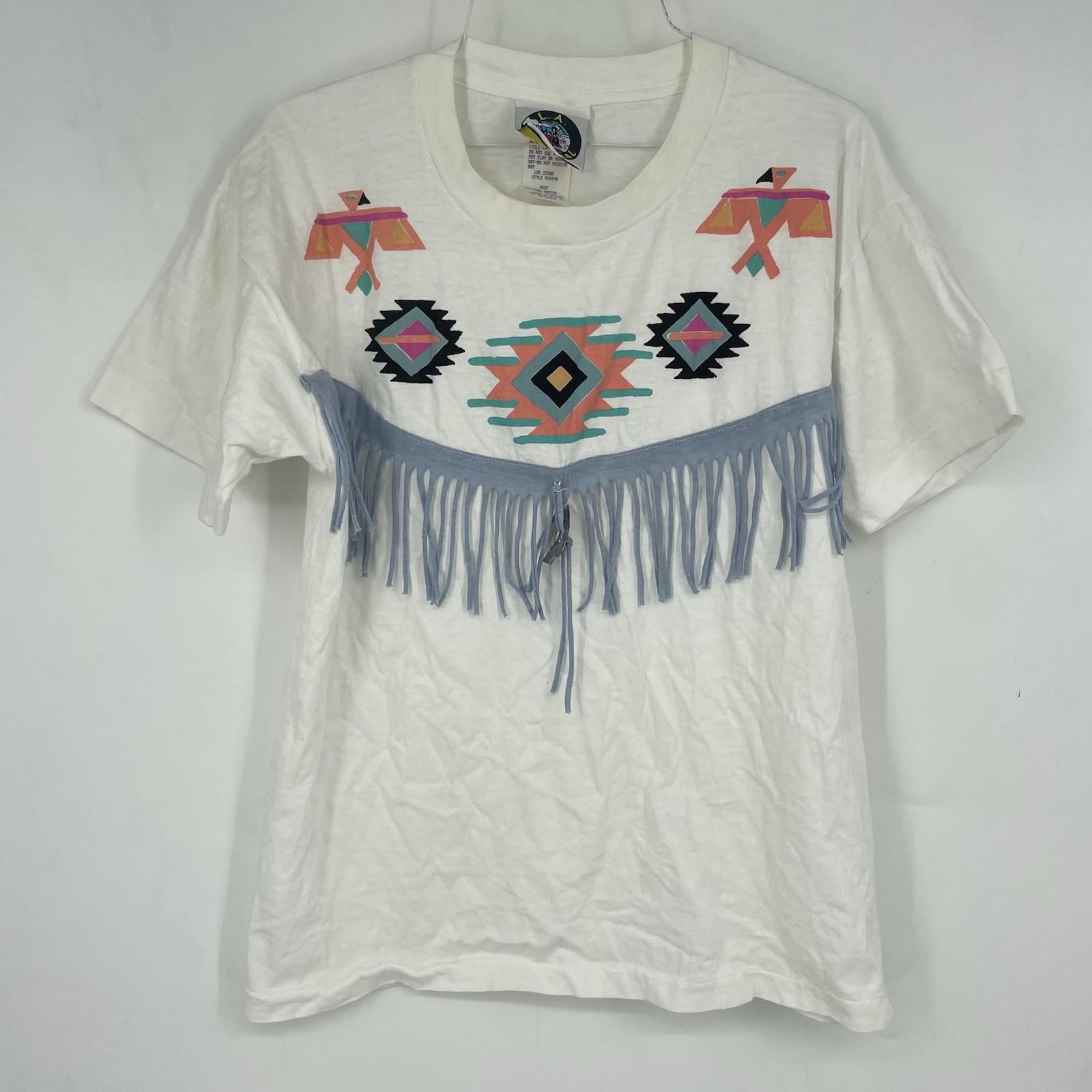 Vintage 90s LA Central Western Cowgirl Shirt Fringe Medium Large Aztec Southwest