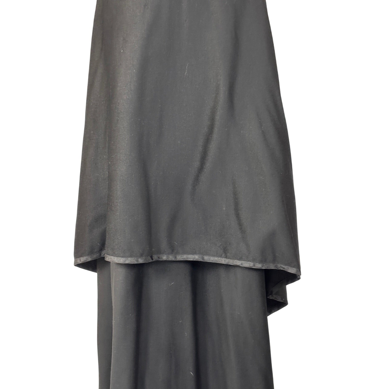 Antique Edwardian Black Wool Mourning Walking Skirt Jet Beads Tassels Tiered