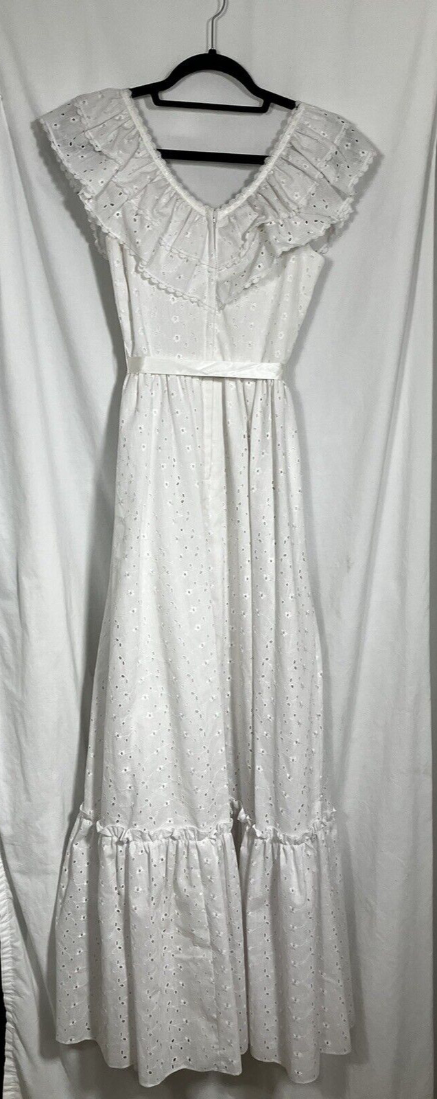 Vintage Candi Jones White Eyelet Maxi Cottagecore Sundress Bolero Jacket Size 5