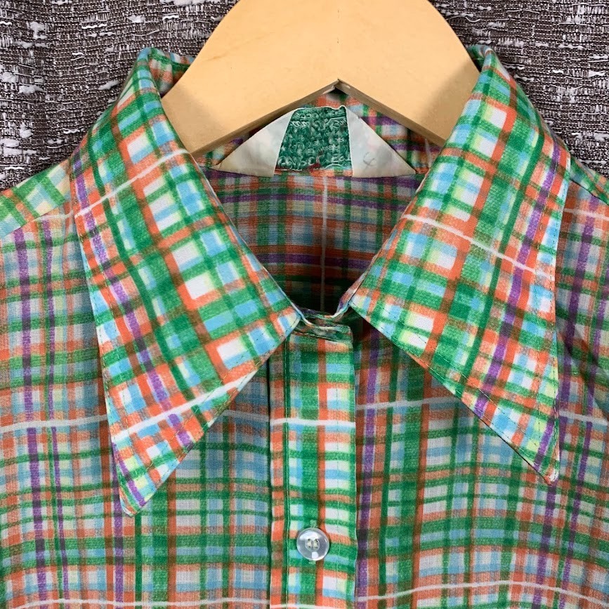 Vintage 70s Sears JR Bazaar Plaid Button Up Shirt Retro Preppy Women’s 13