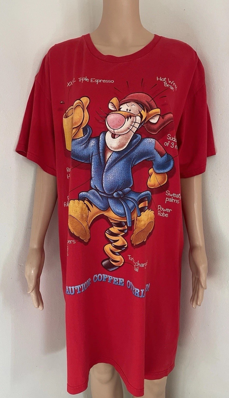 vintage 90s Tigger Coffee Disneyland Resort sleep oversized shirt Disney tiger