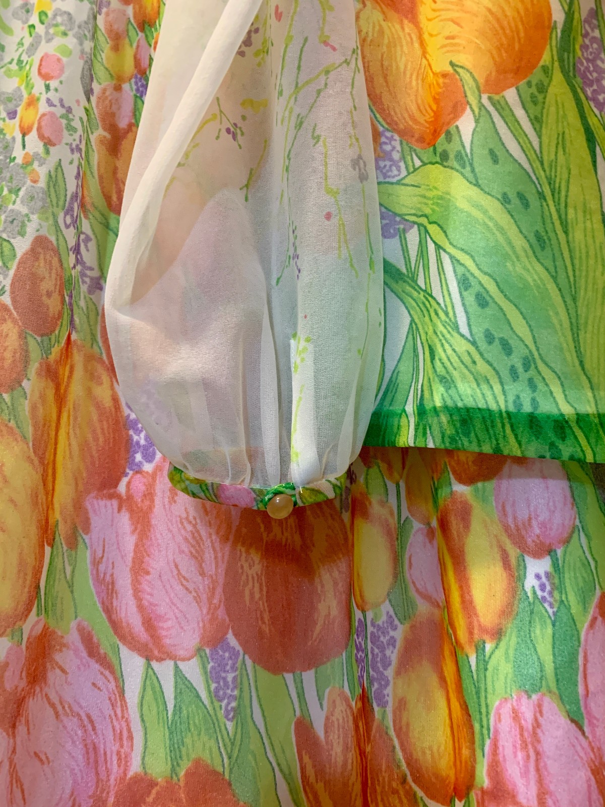 Vintage Wilroy Traveller Sheer Tulip Floral Garden Blouse & Maxi Skirt – 1960’s