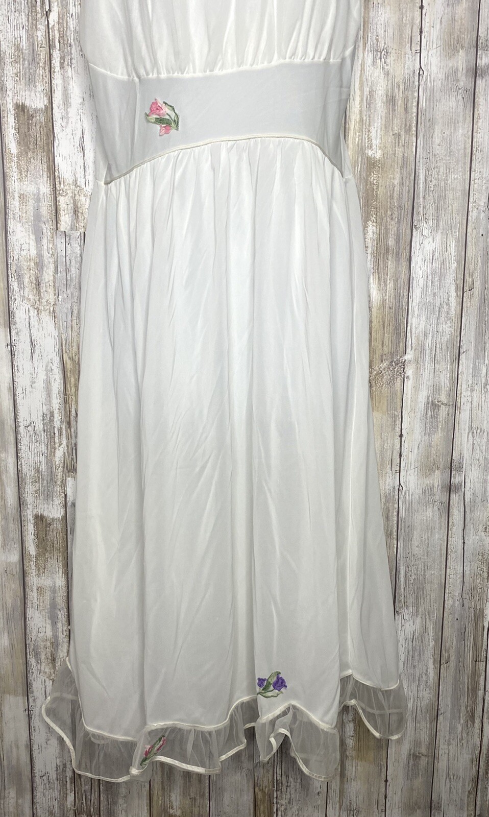Vintage Carillon Women’s Nightgown Ivory Chiffon Floral Lace No Size