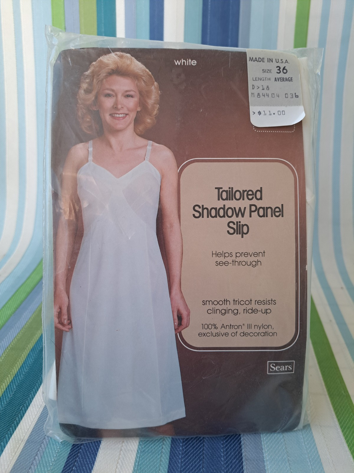 Vintage Sears Tailored Shadow Panel Slip 100% Antron Nylon Ivory Size 36 2 BIN14