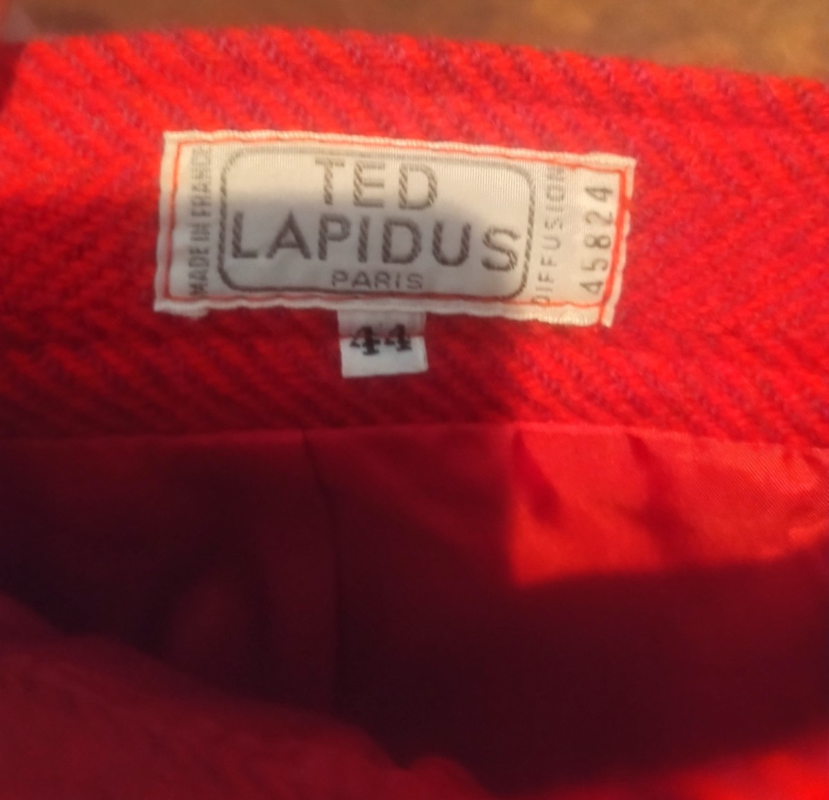 Vtg Ted Lapidus Paris Diffusion Red Skirt made in France Size 44 US 10 M Rare