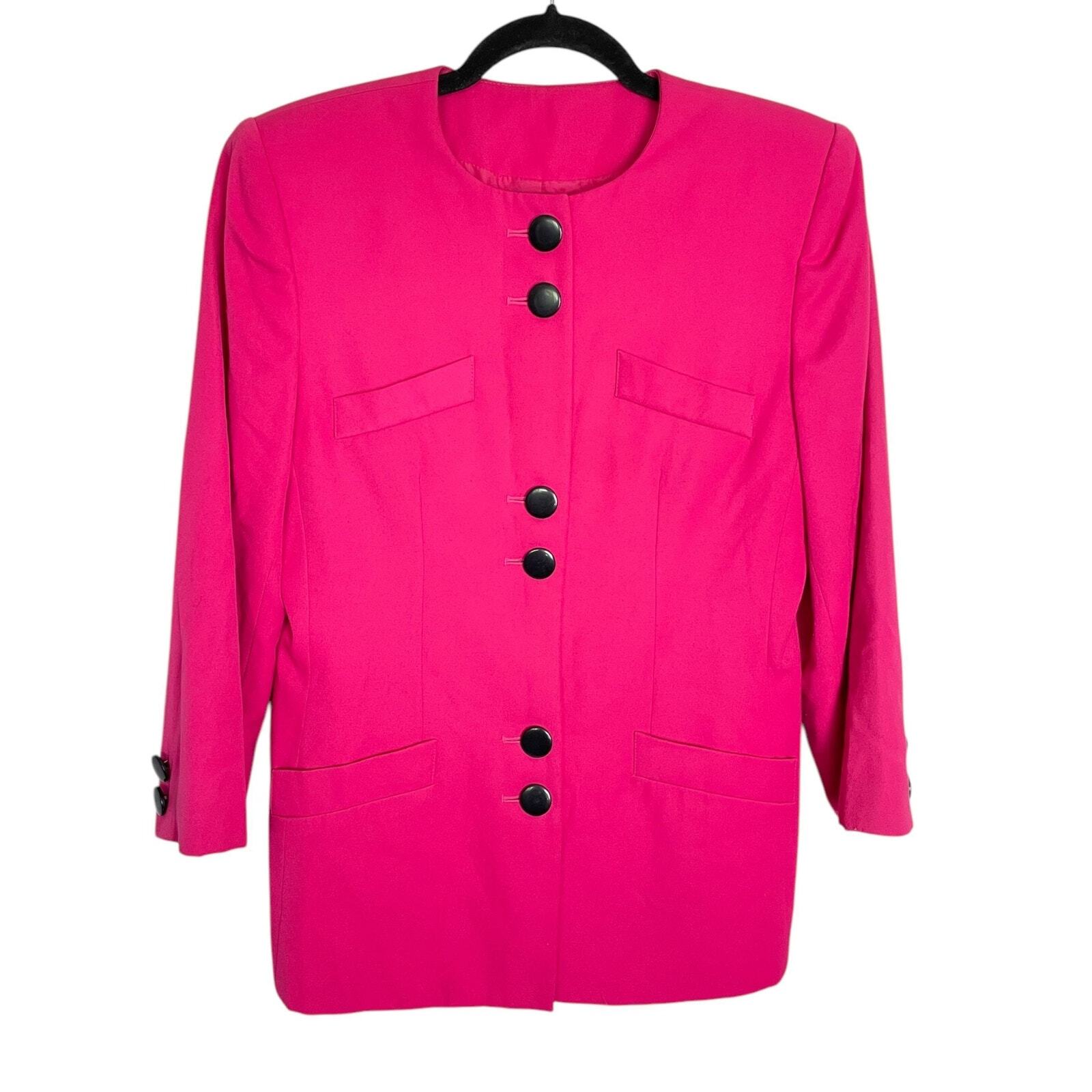 Vintage 80s Sasson Barbie Hot Pink Blazer Jacket Bold Size 8 Power Suit