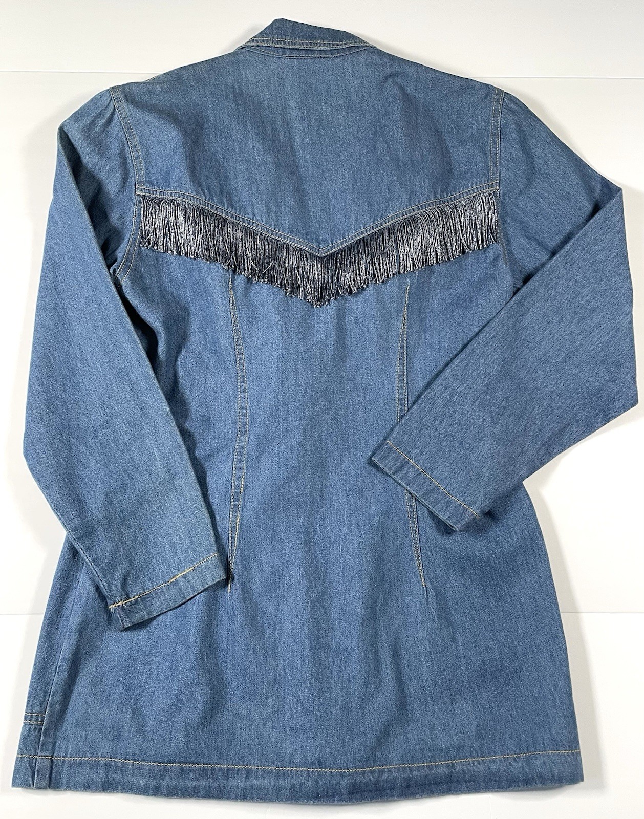 Vintage Monique Women’s Fringe Beaded Jacket Western Denim Concho Cowgirl Size 6