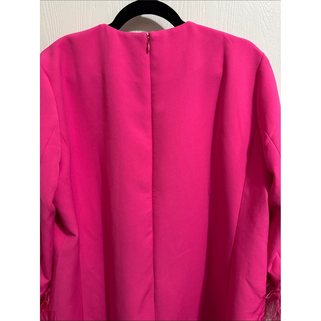 Tuckernuck Hot Pink Feather Sleeve Cocktail Shift Party Dress Mod Ellie XL Retro