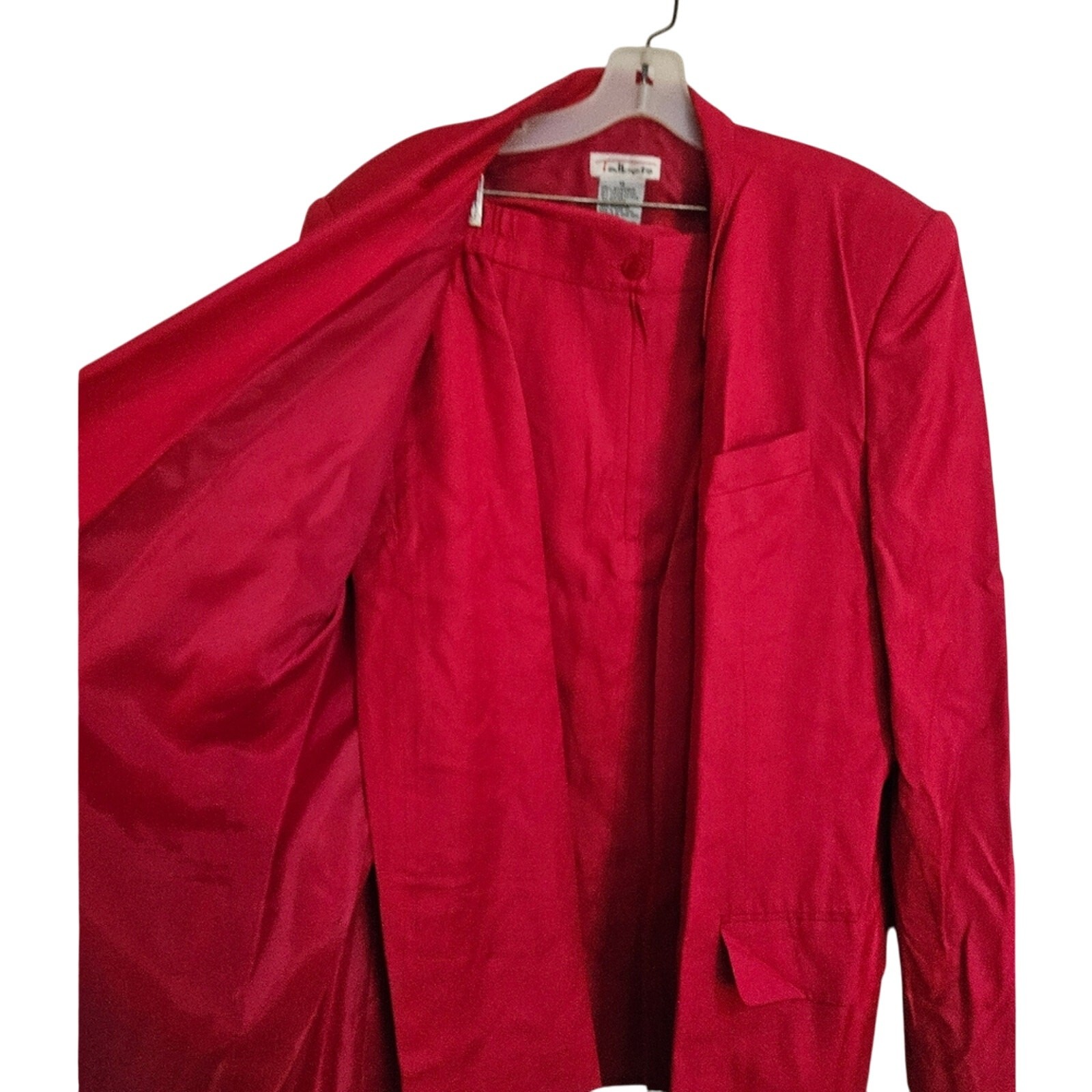 Talbots Blazer Hot Pink Fuchsia Silk Blend Oversized Padded Shoulders Size 12