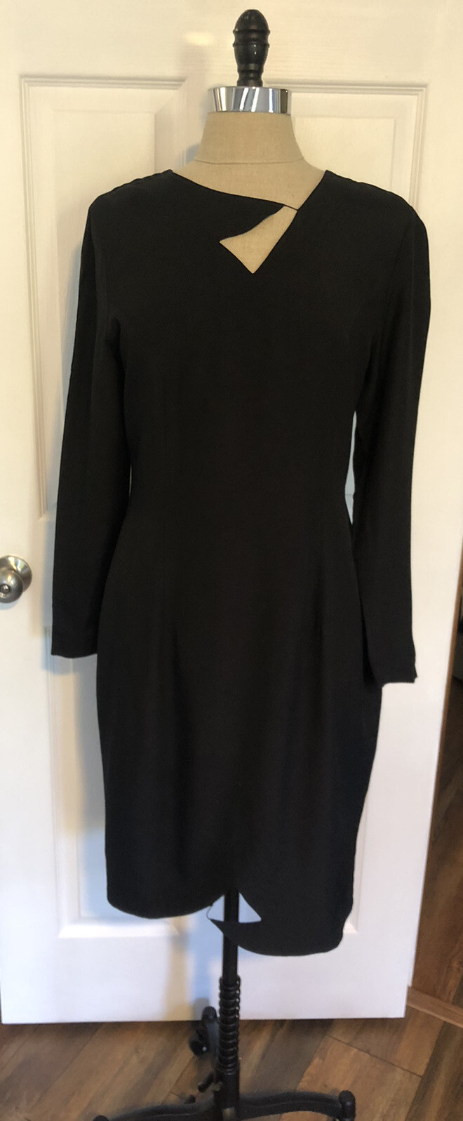 Vintage 1990s Minimalist Avant Garde Cut Outs Classic Sheath Dress Art Gallery L