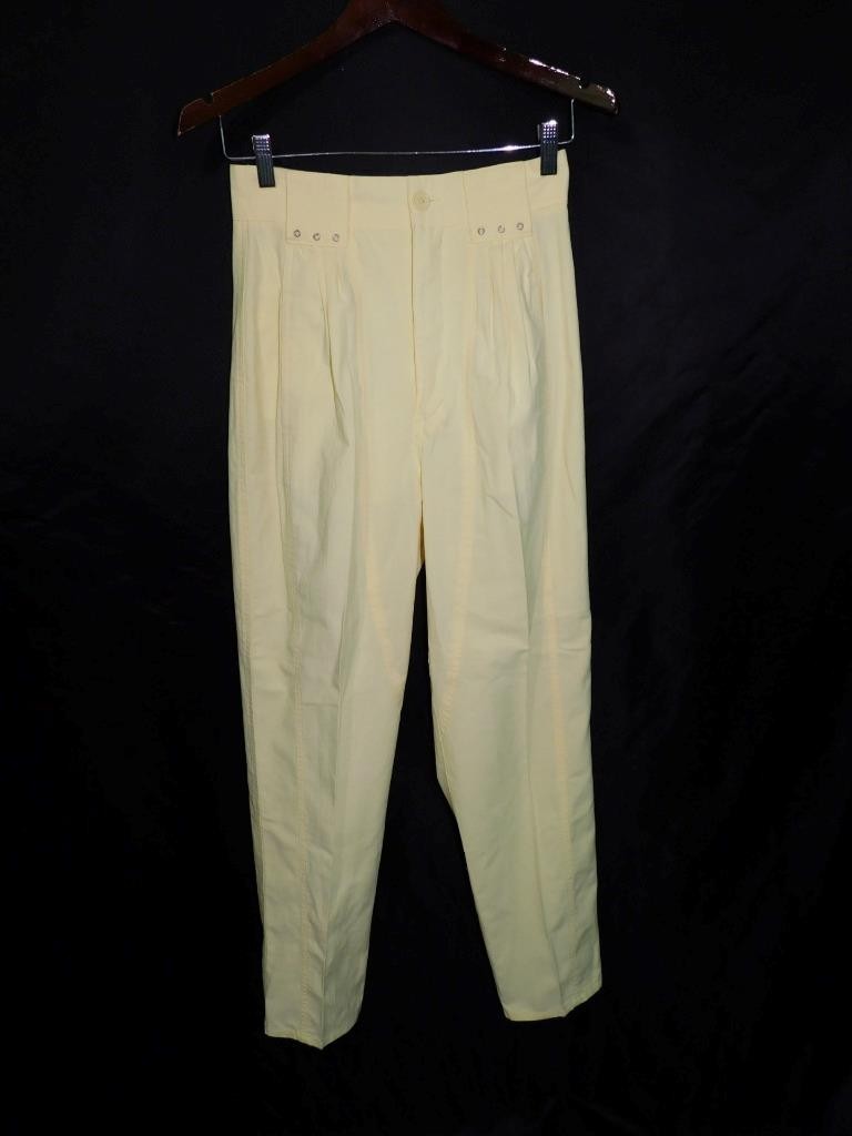 Vintage 80s Justin Allen S 11 12 Pastel Yellow High Rise Pants Pleated Tapered