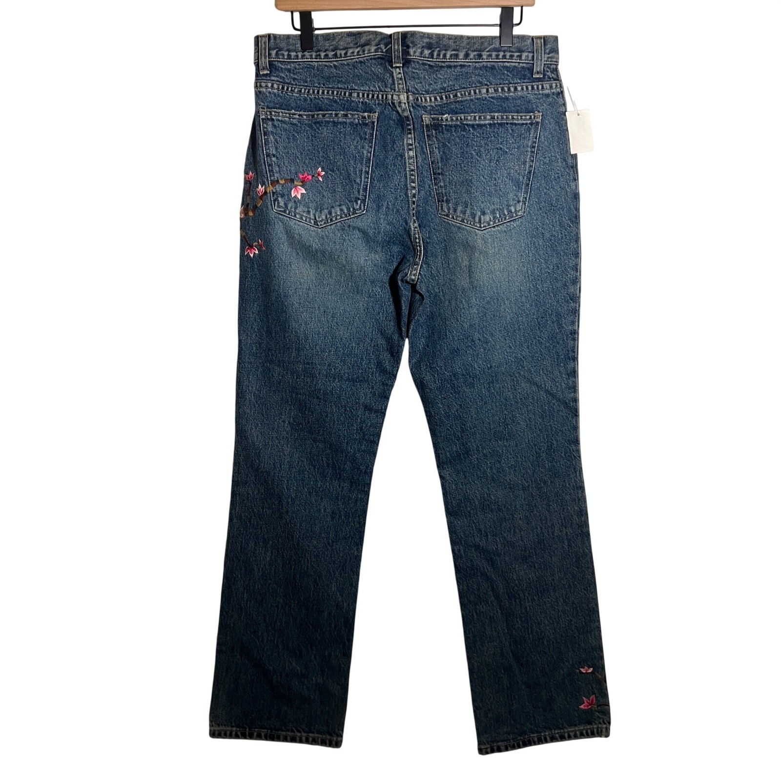 Gap Vintage 1999 Bootcut Jeans in Medium Wash, Floral Embroidered, 90s Y2K, NWT