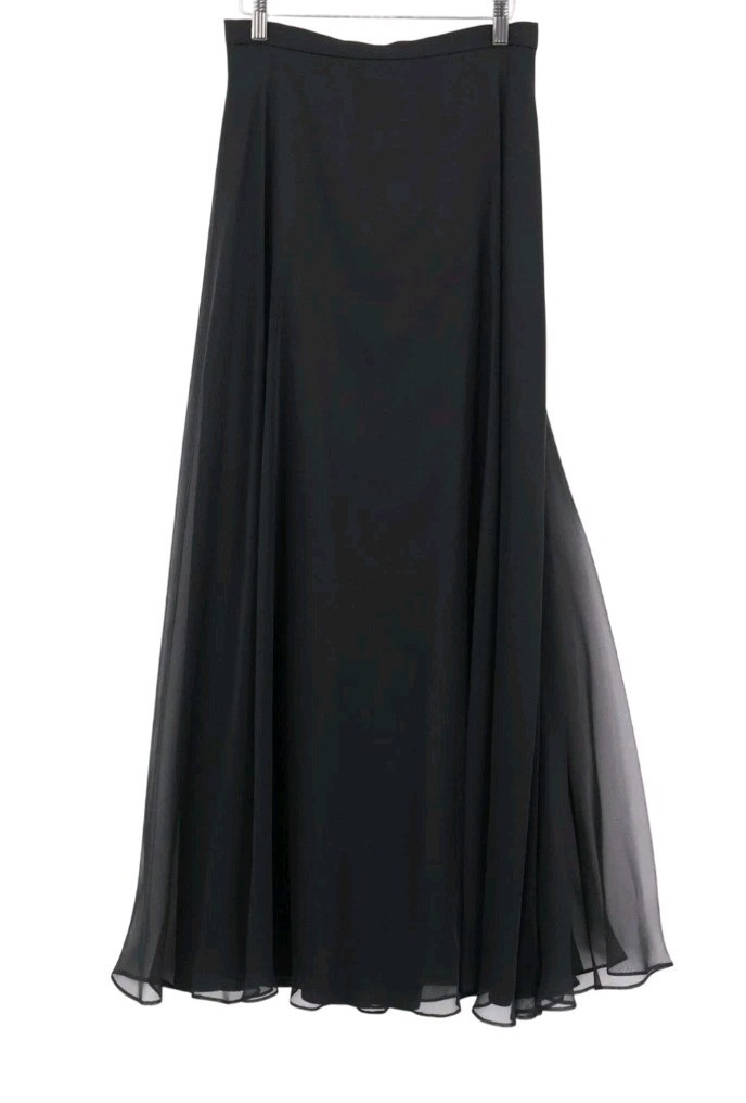 Black AFTER DARK Chiffon Lined Maxi Skirt Witchy Whimsigoth Fairy Grunge Boho 12
