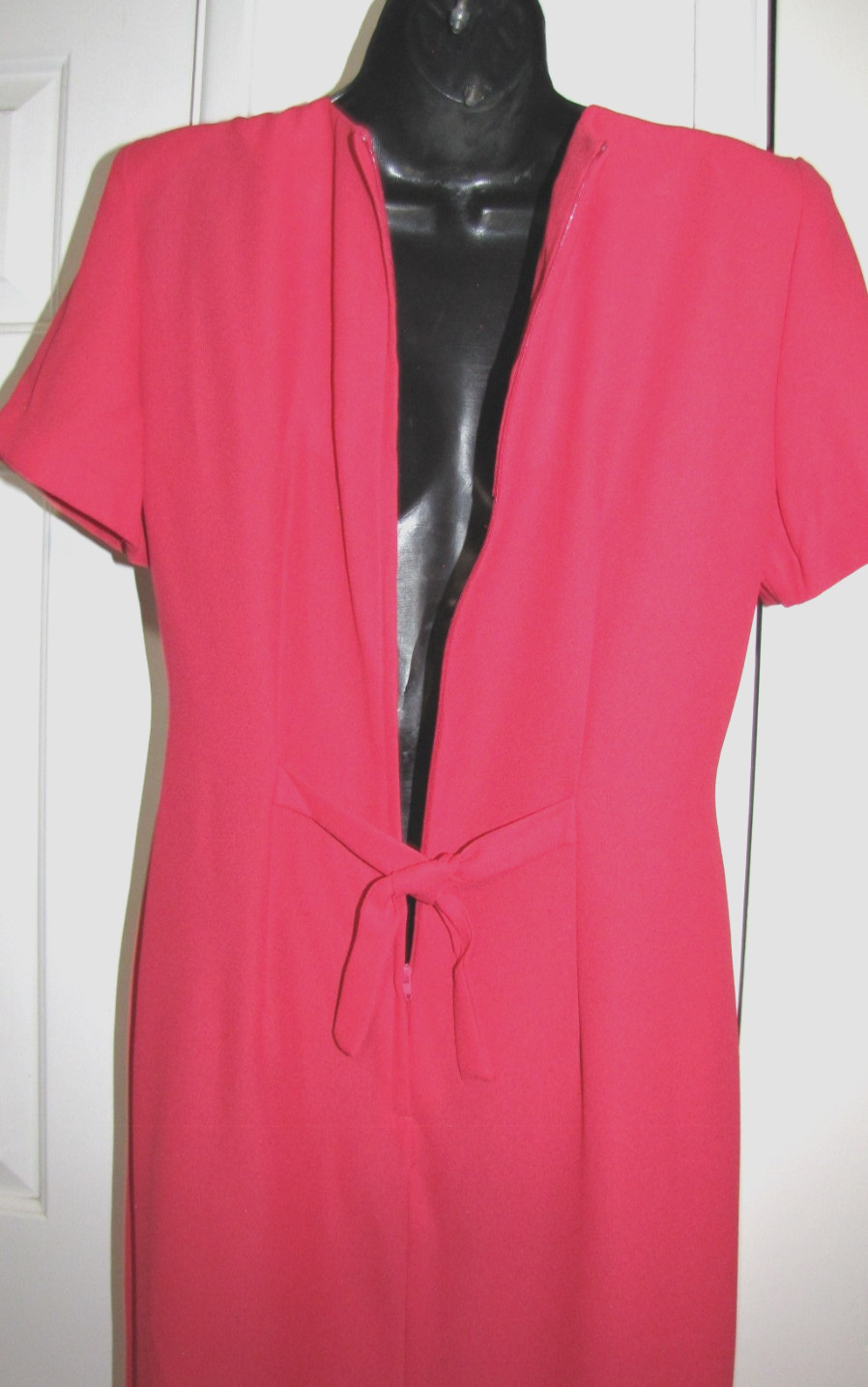 VTG 90s Dress Jaclyn Hart Rose-Pink Maxi Straight Short Sleeve Front-slit Wm. 10