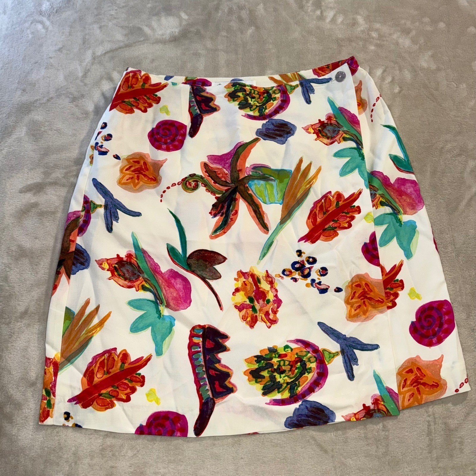 Vintage Ilyse Hart Ltd Floral Abstract Rayon Wrap Mini Skirt Multi Color Size 10