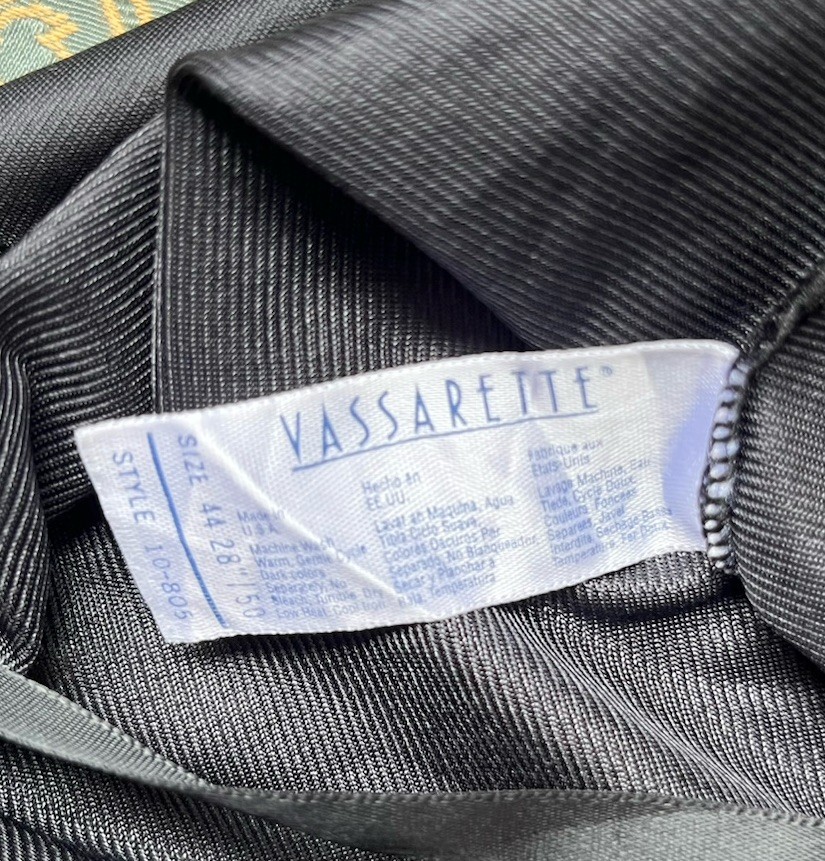 Vintage Vassarette Black Lace-Trimmed Satin Slip Dress Size 44/XL