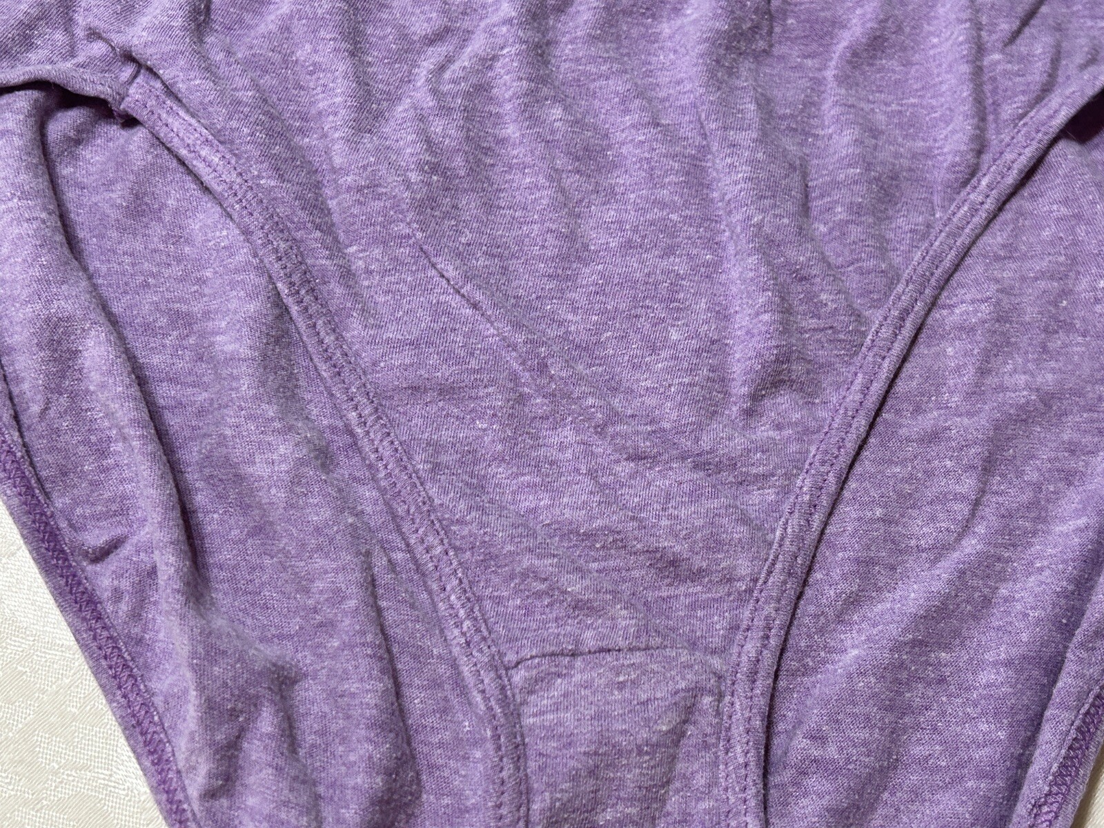 Vtg HANES Cotton Blend Signature Waistband Hi-Cut 8/XL Purple Heather Panties