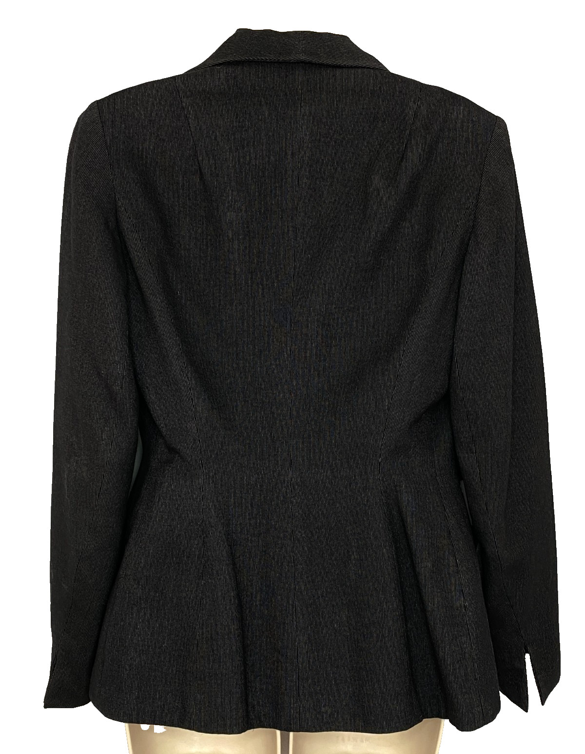 Vintage 1950s black wool jacket S WALDA SCOTT dark gray pinstripes blazer